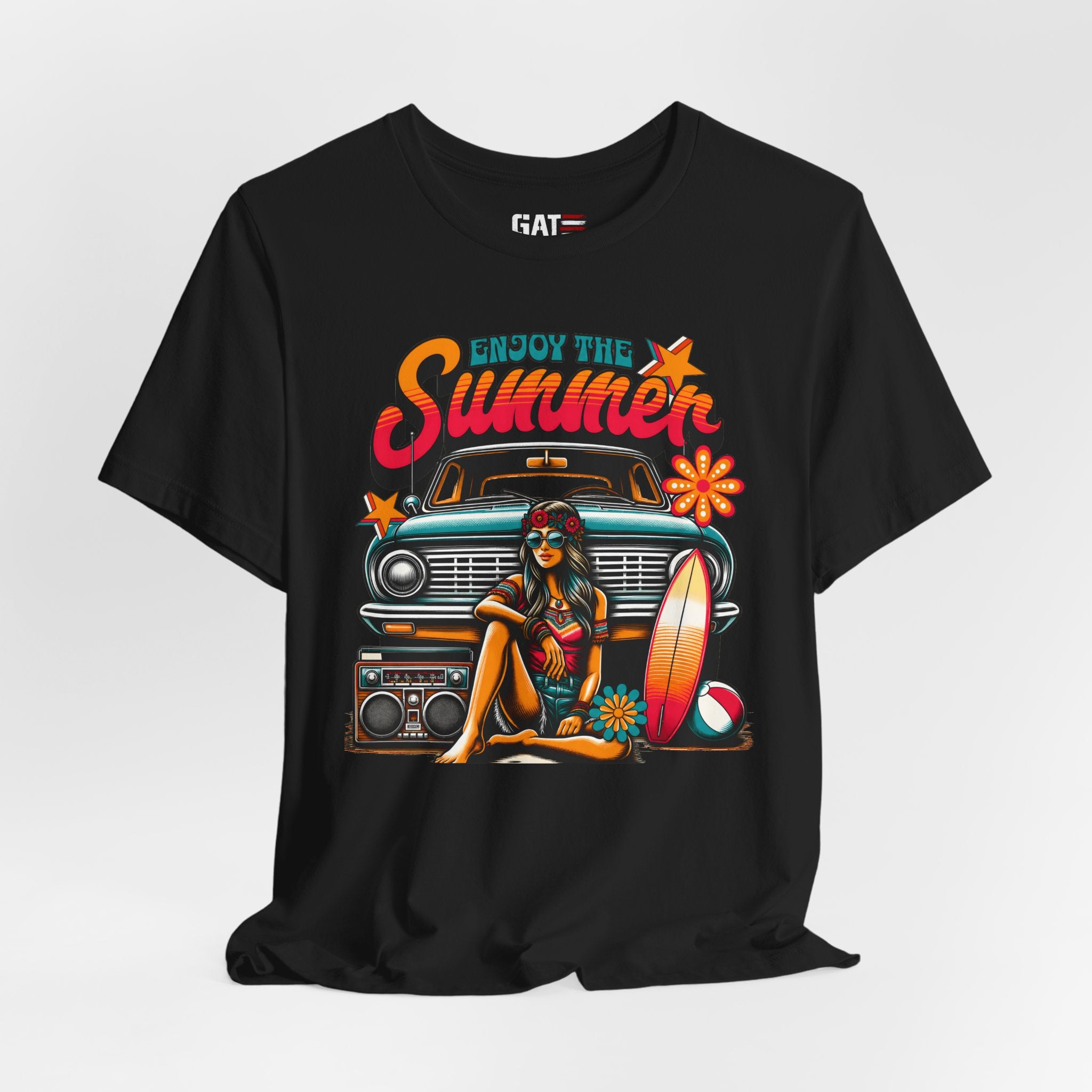 Enjoy The Summer Shirt, Retro Beach Tee, Vintage Surf Shirt, Hippie Summer T Shirt, Boho Vacation Shirt, Groovy Summer Graphic Tee