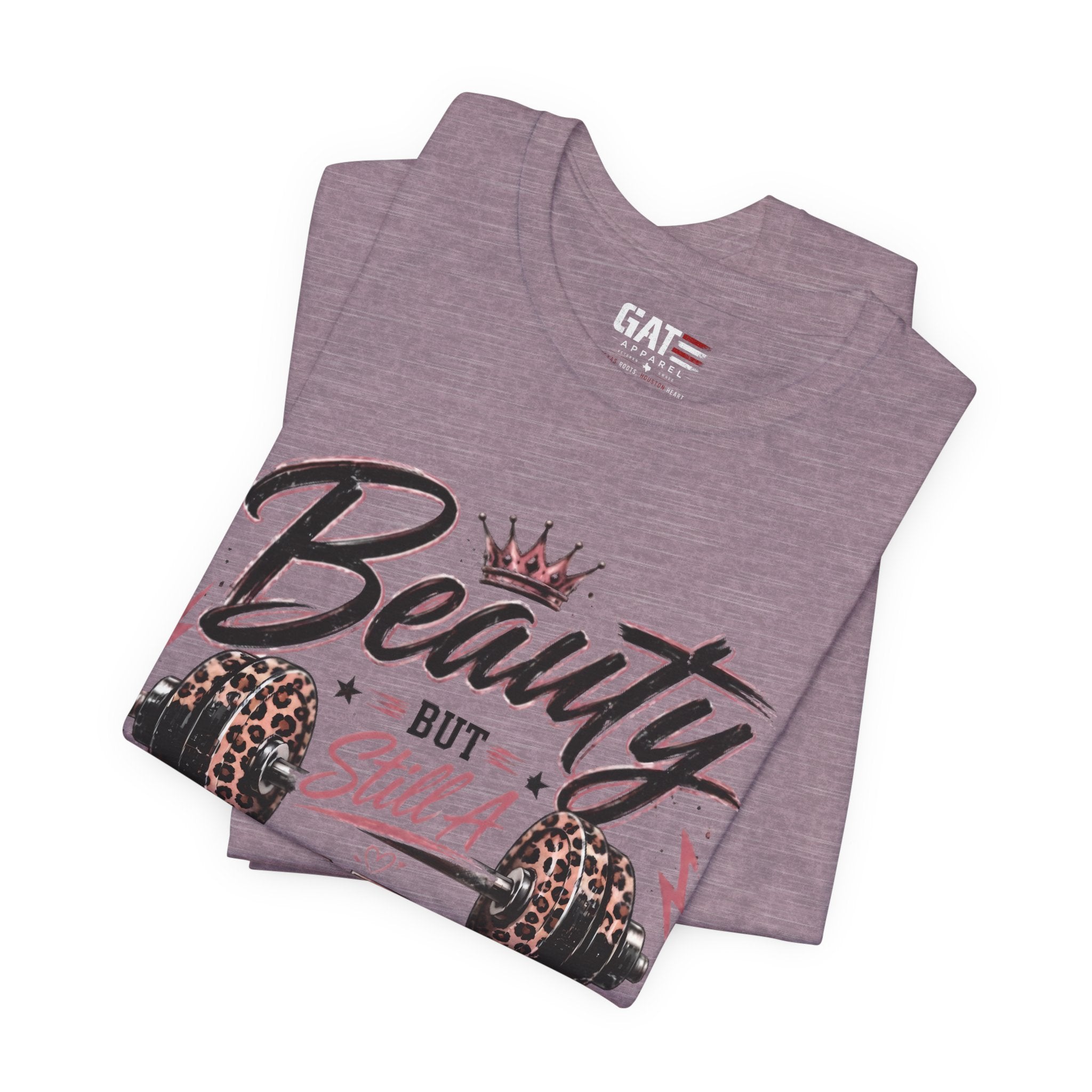 Beauty But Still A Beast Shirt, Women's Gym Shirt, Leopard Print Workout Tee, Fitness Shirt for Her