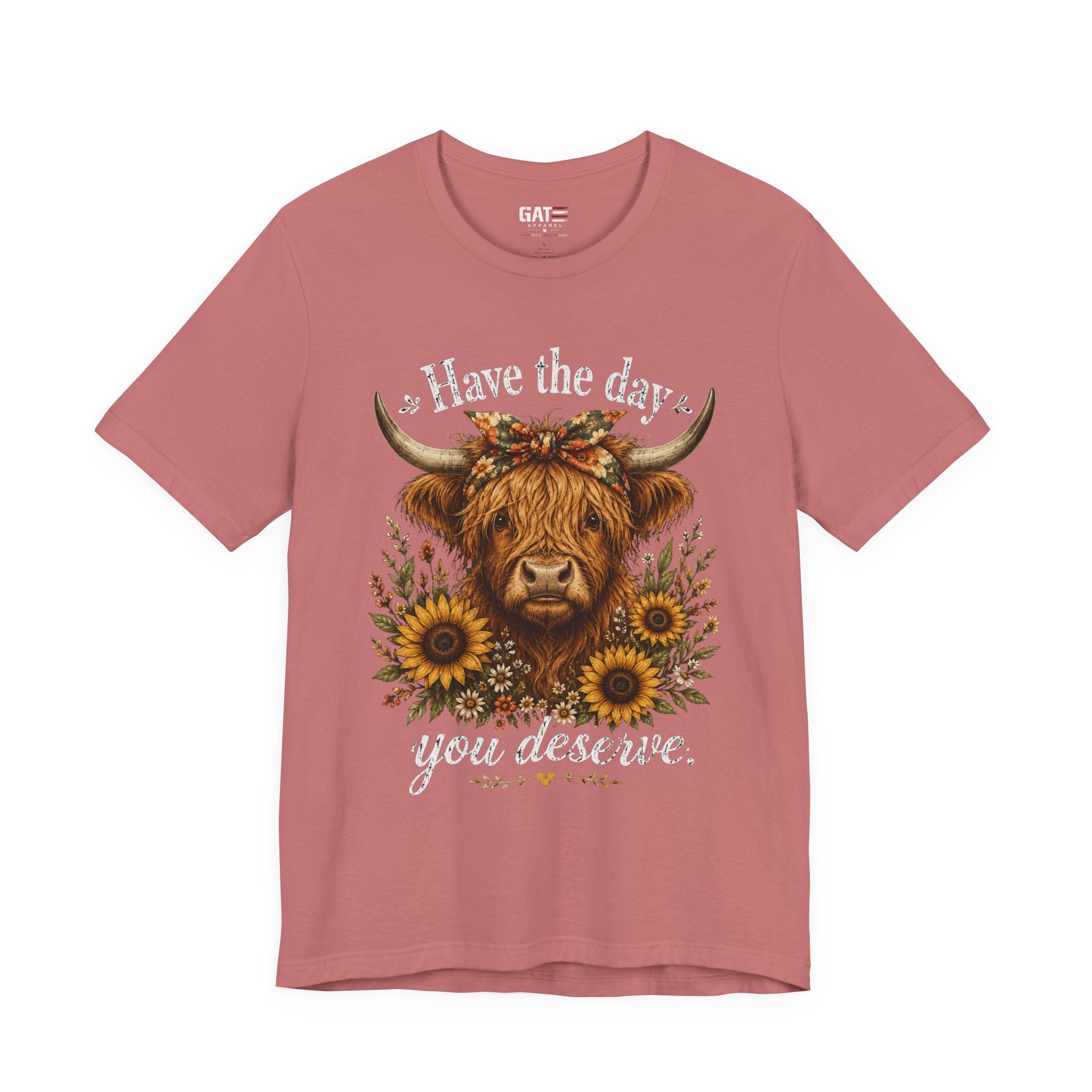 Have the Day You Deserve Highland Cow Shirt, Funny Cowgirl Tee, Western Sunflower Shirt, Sarcastic Country Graphic Gift
