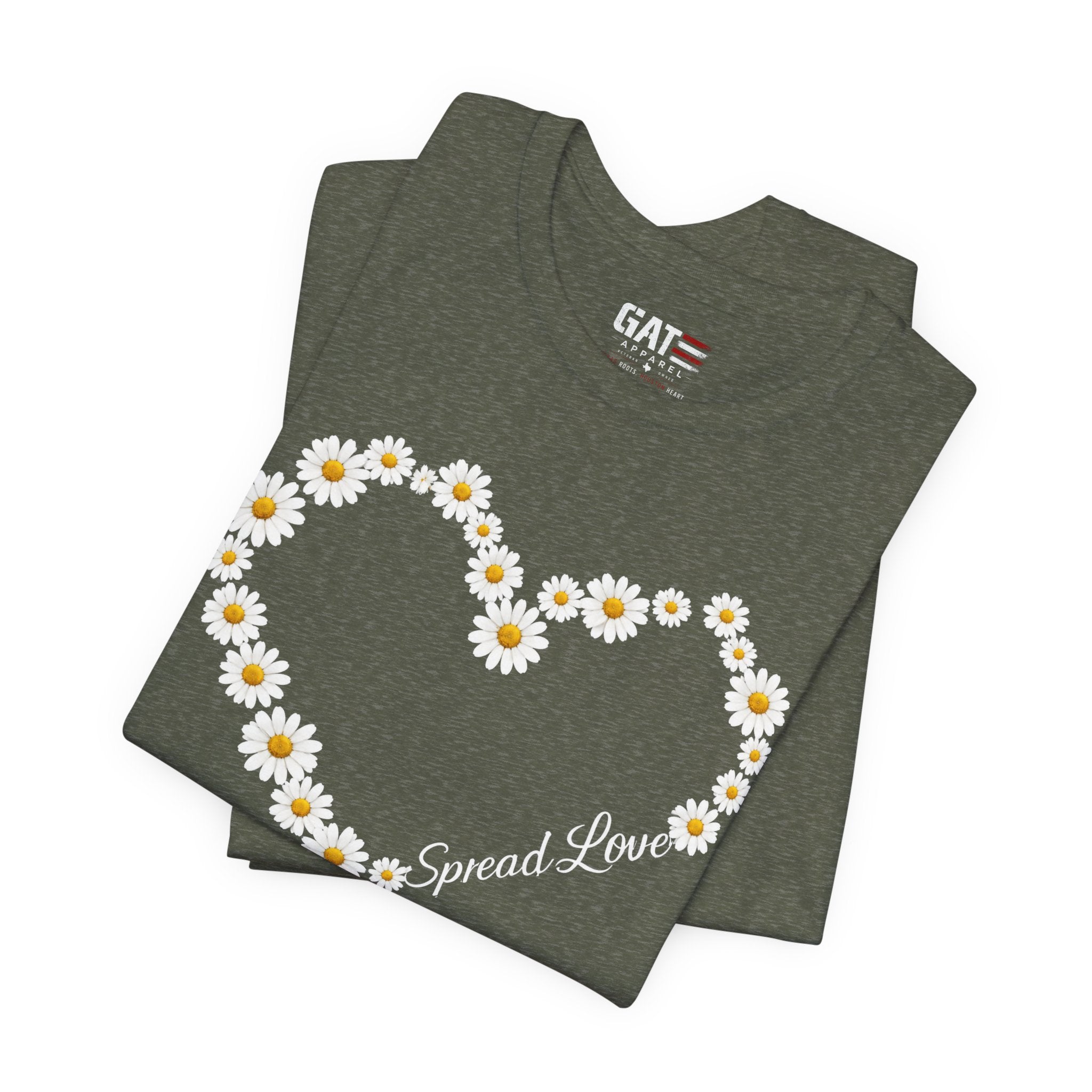 Daisy Heart Tee — "Spread Love" Floral Graphic T-Shirt