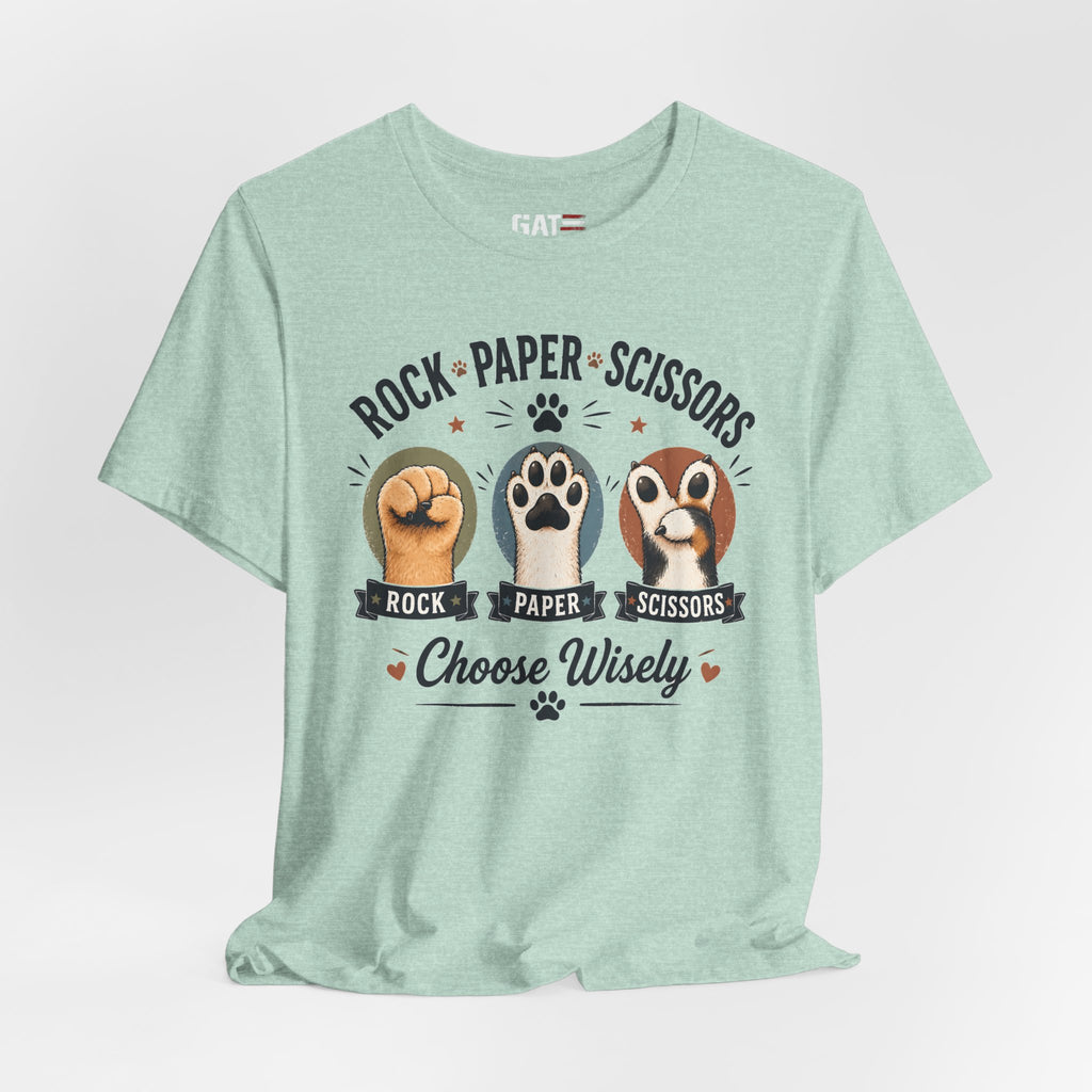 Rock Paper Scissors Cat Shirt, Funny Cat Lover Tee, Cat Paw Graphic Shirt, Cute Pet Mom Gift, Choose Wisely Cat Tee, Cat Dad Shirt