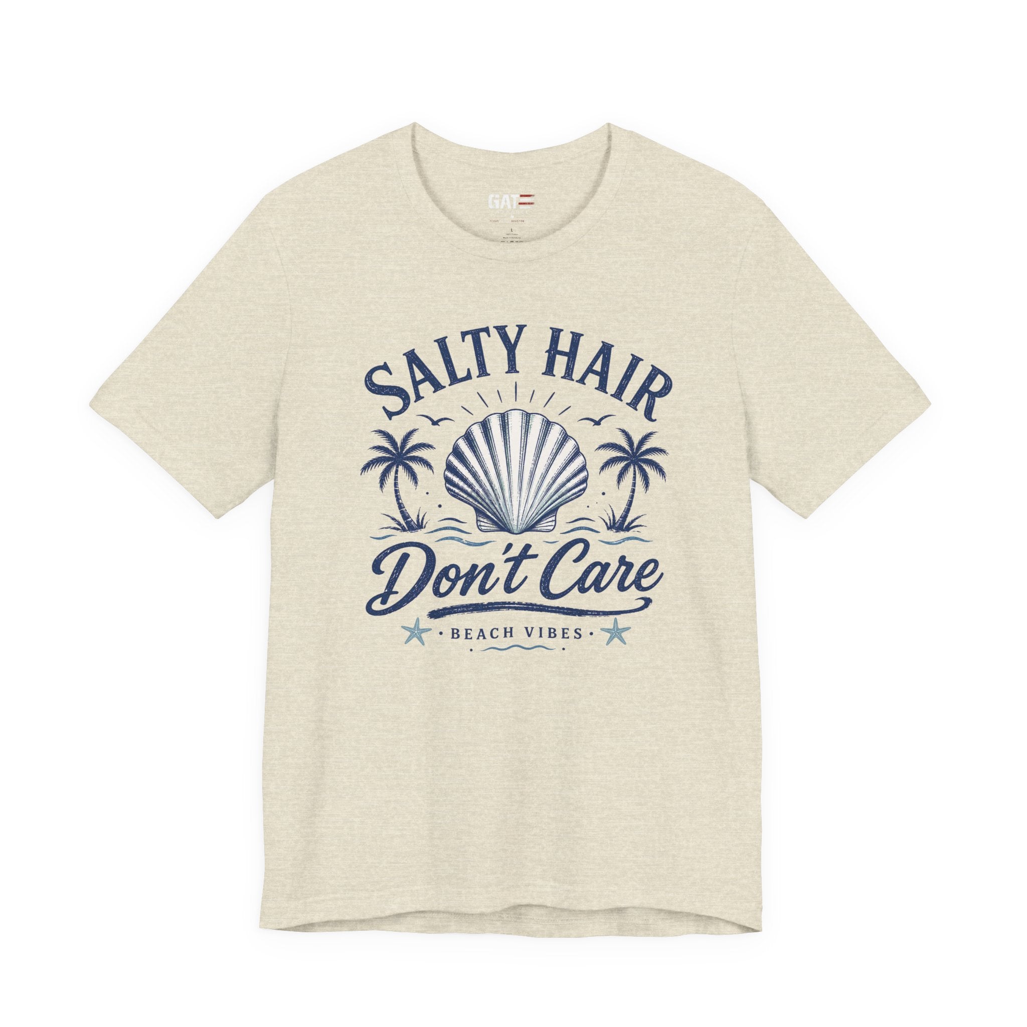 Salty Hair Don't Care T‑Shirt — Beach Vibes Shell Graphic Tee