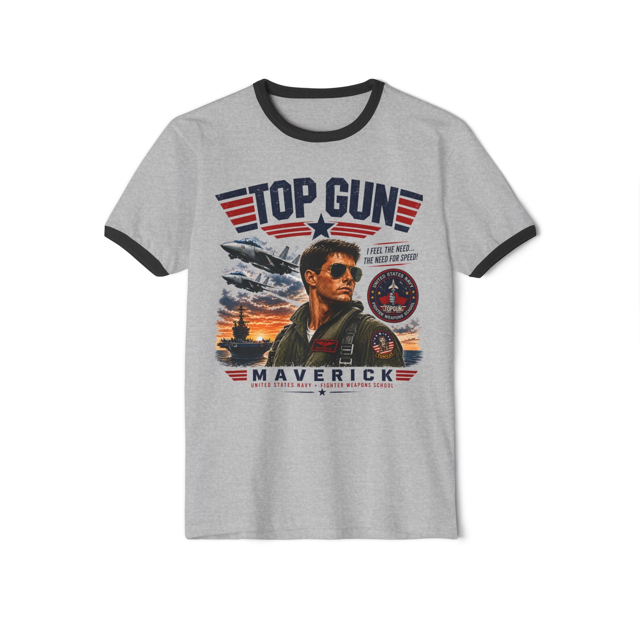 Top Gun Maverick Ringer T-Shirt – Retro Aviator Pilot Graphic Tee