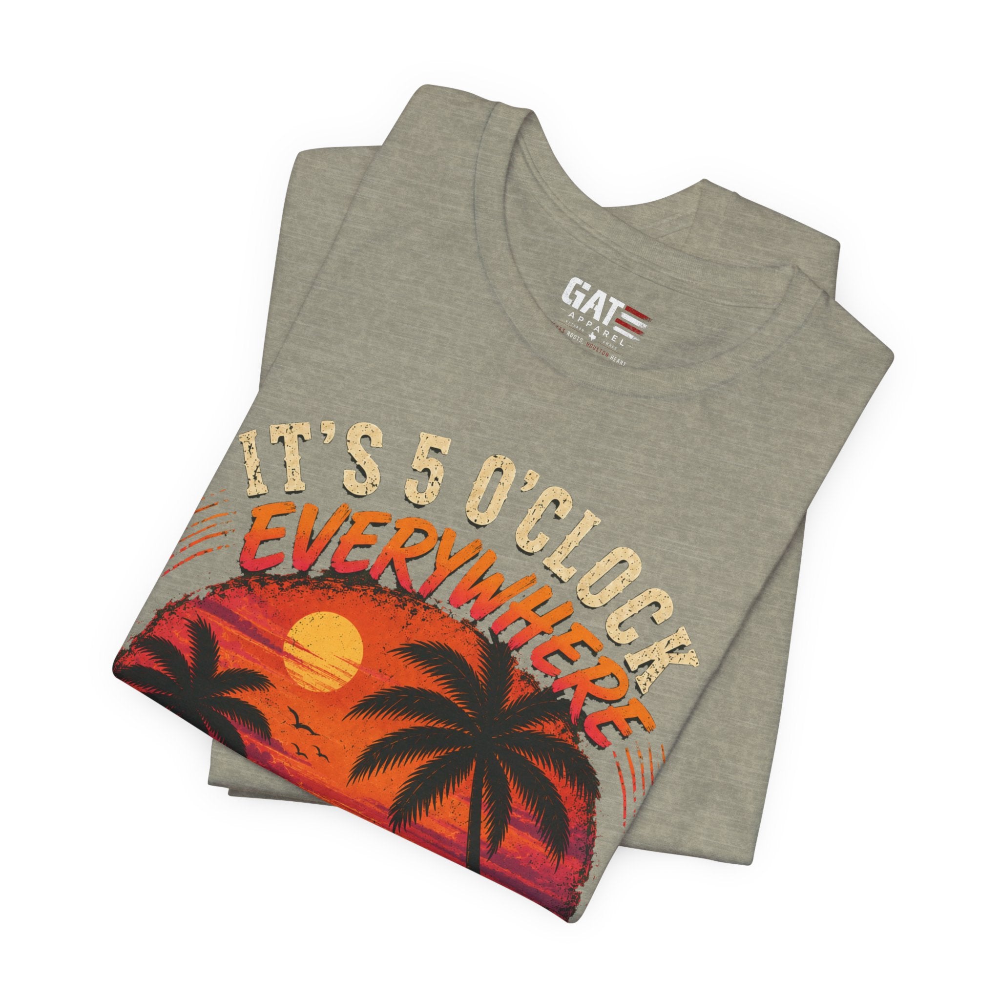 Retired Paradise T-Shirt - "It's 5 O'Clock Everywhere" Sunset Beach Tee