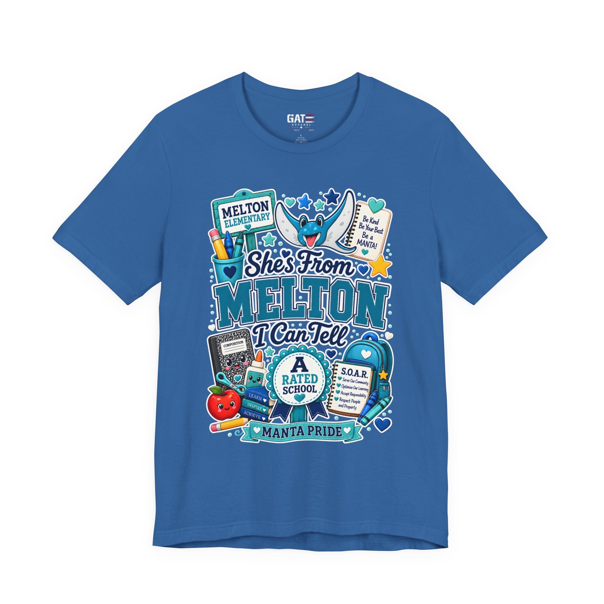 She's From Melton School Tee — Manta Pride Elementary Graphic T‑Shirt