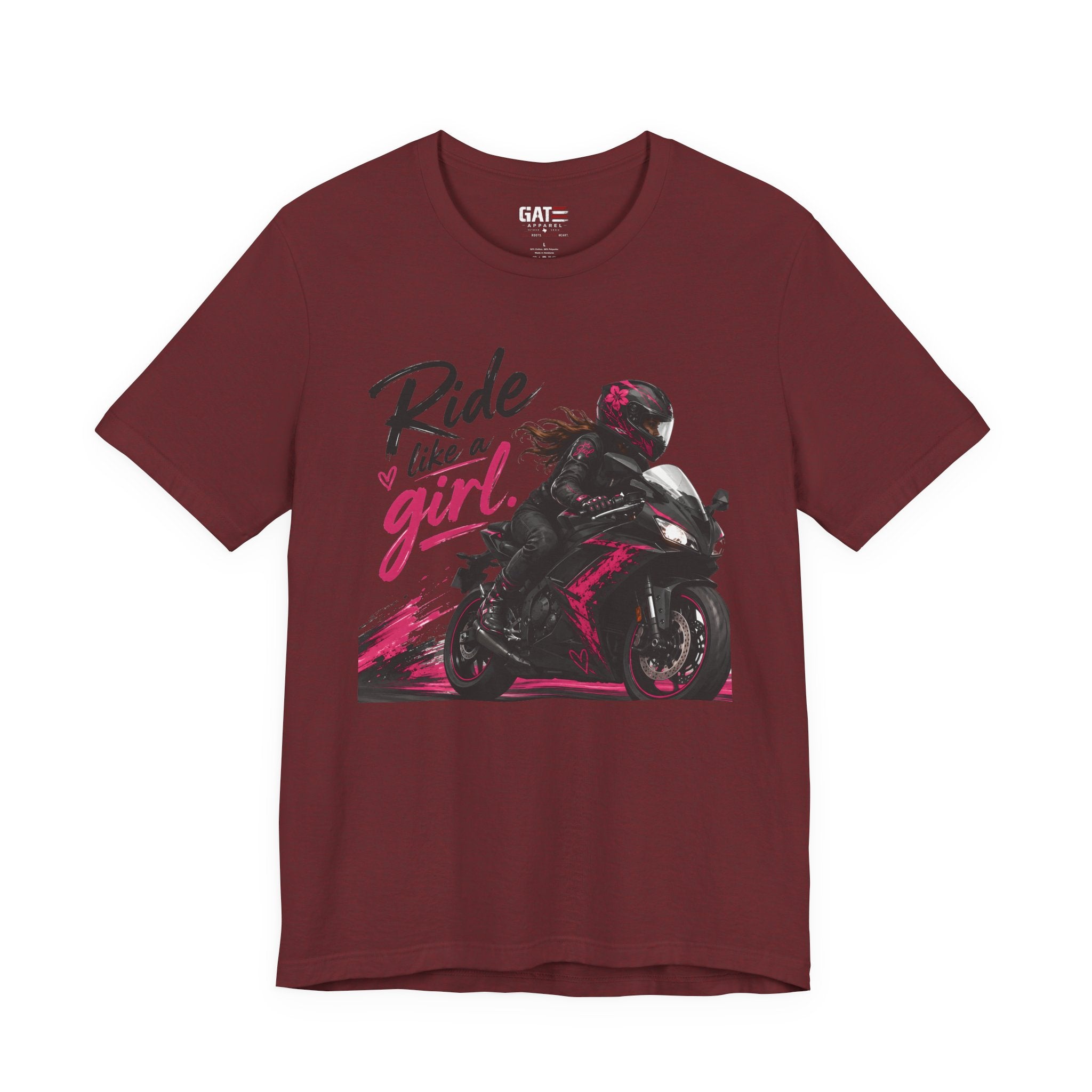 Ride Like A Girl Shirt, Women Motorcycle Rider Tee, Pink Biker Shirt, Moto Girl Gift, Sport Bike Shirt, Female Rider Tee