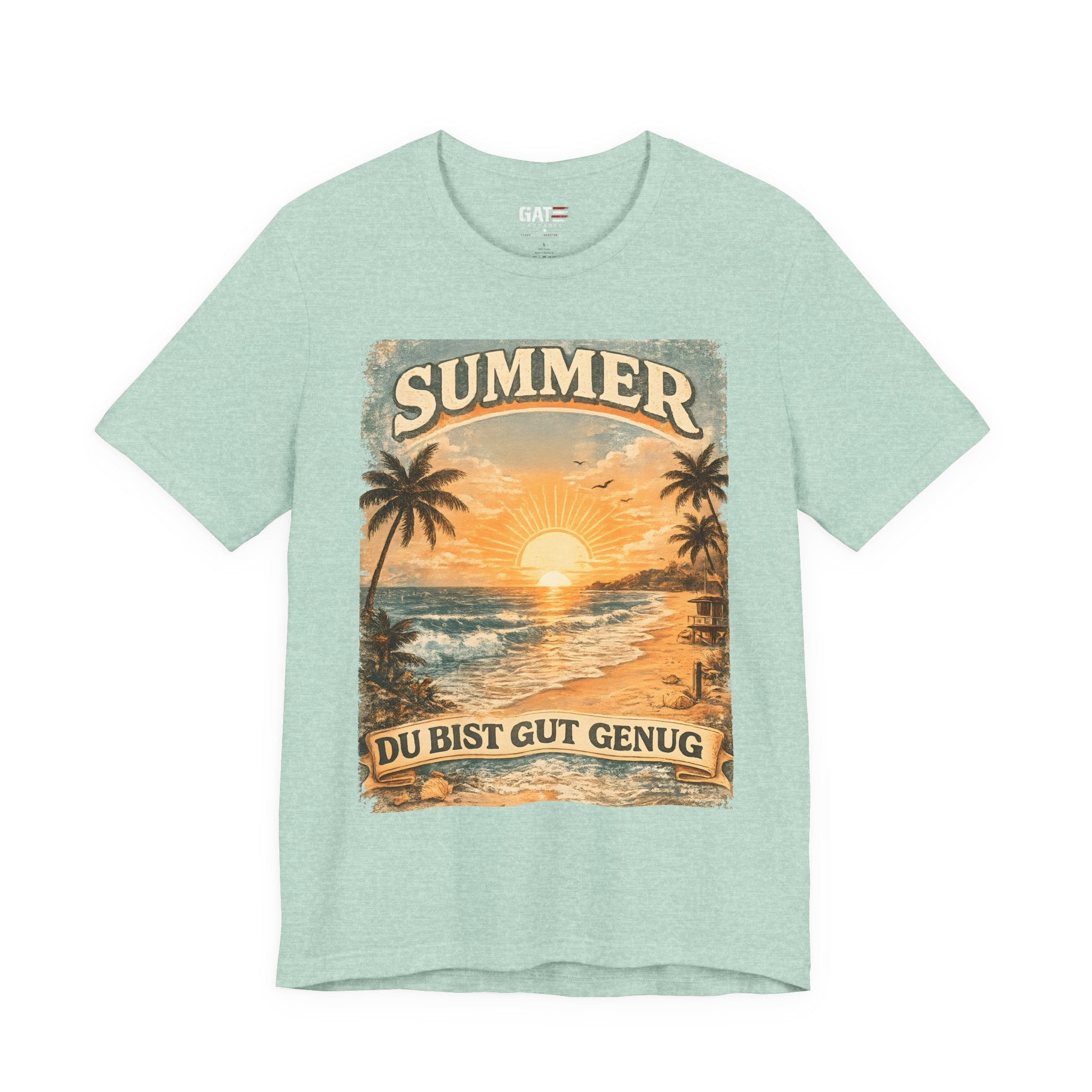 Du Bist Gut Genug Shirt, You Are Enough Tee, Summer Beach Sunset Graphic Shirt, German Quote Retro Aesthetic Tee
