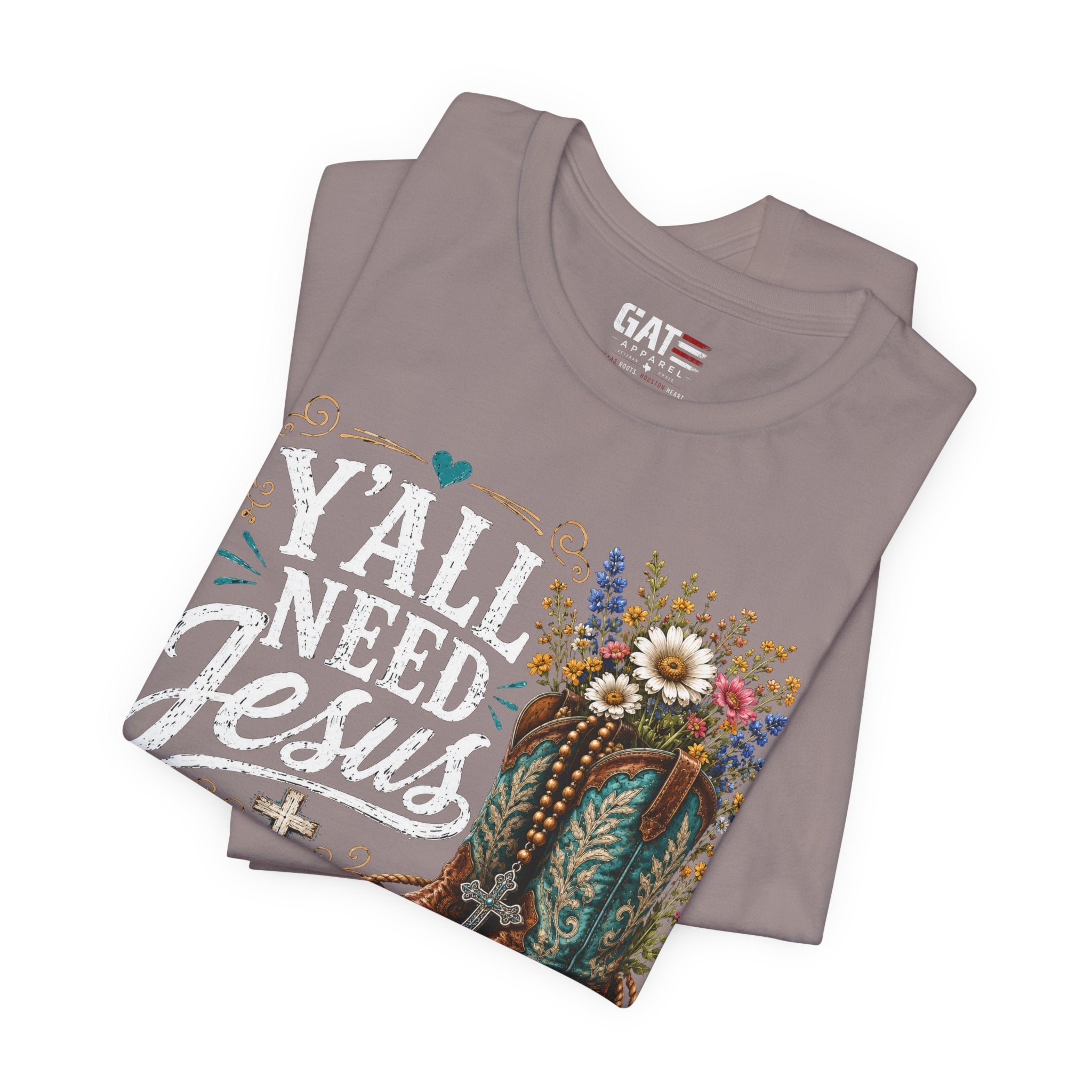 Y'all Need Jesus Shirt, Christian Western Shirt, Cowgirl Faith Tee, Cowboy Boots Floral Shirt, Country Christian Gift for Women