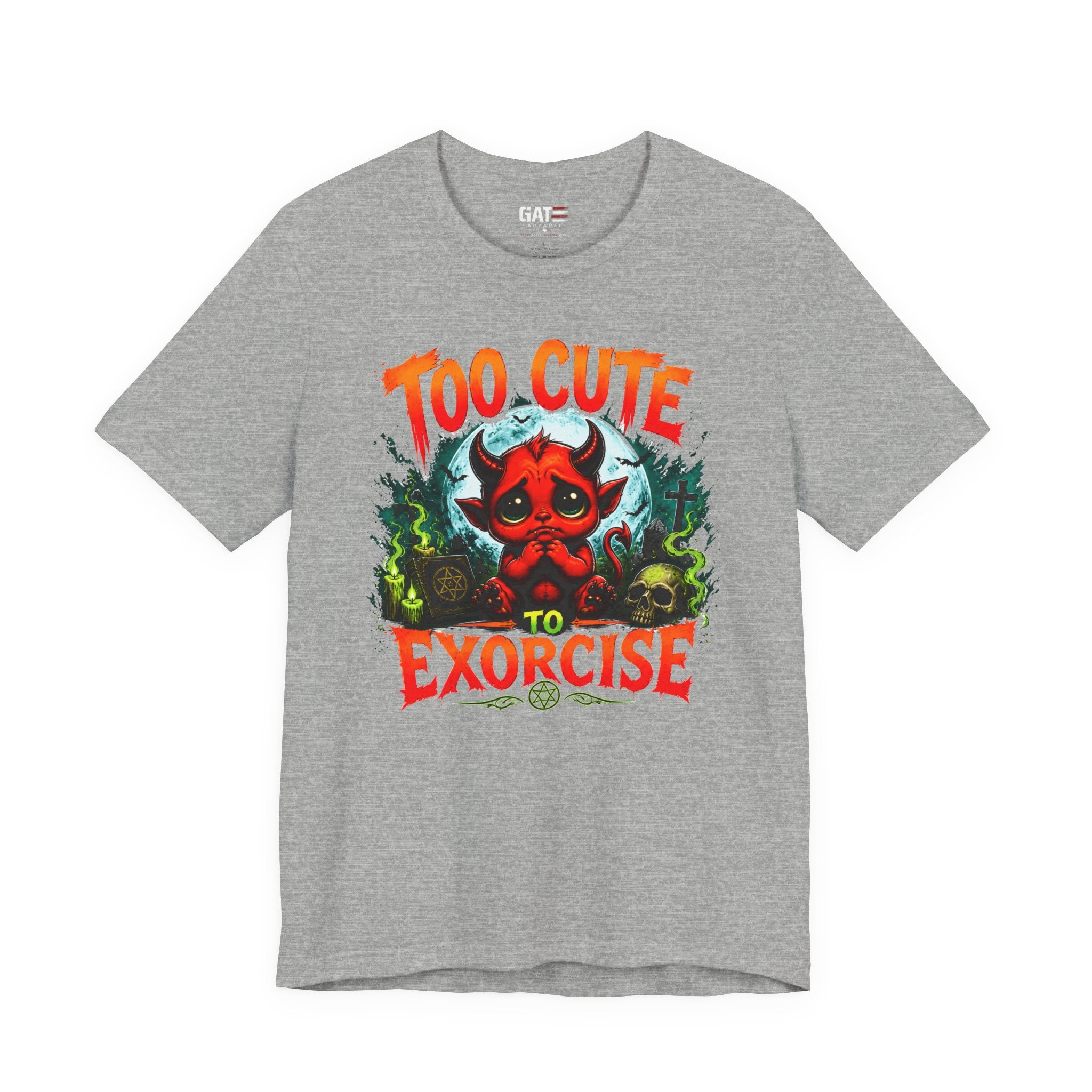 Too Cute to Exorcise T-Shirt — Cute Devil Graphic Tee (Halloween)