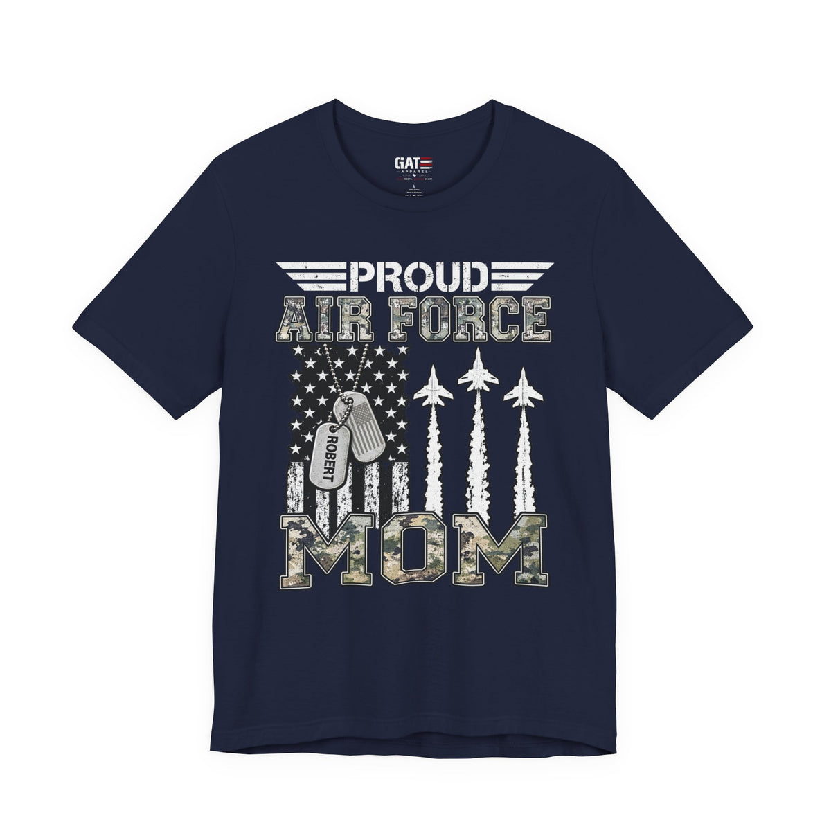 Air Force – Personalized Mom/Dad T-Shirt | Custom Name Dog Tag Tee