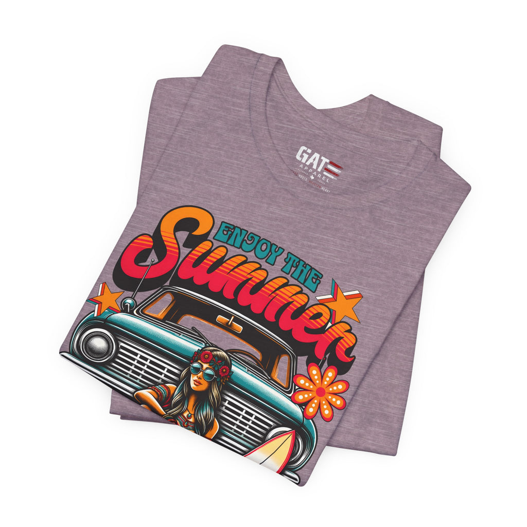 Enjoy The Summer Shirt, Retro Beach Tee, Vintage Surf Shirt, Hippie Summer T Shirt, Boho Vacation Shirt, Groovy Summer Graphic Tee