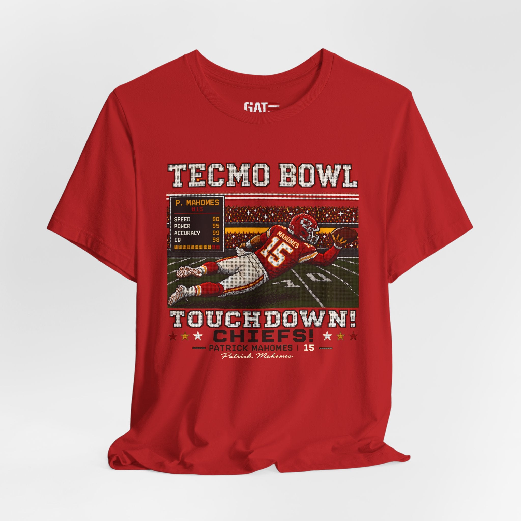 Patrick Mahomes Tecmo Bowl Shirt Retro Football Tee Chiefs Touchdown Graphic Vintage 8 Bit Gamer Gift Kansas City Fan