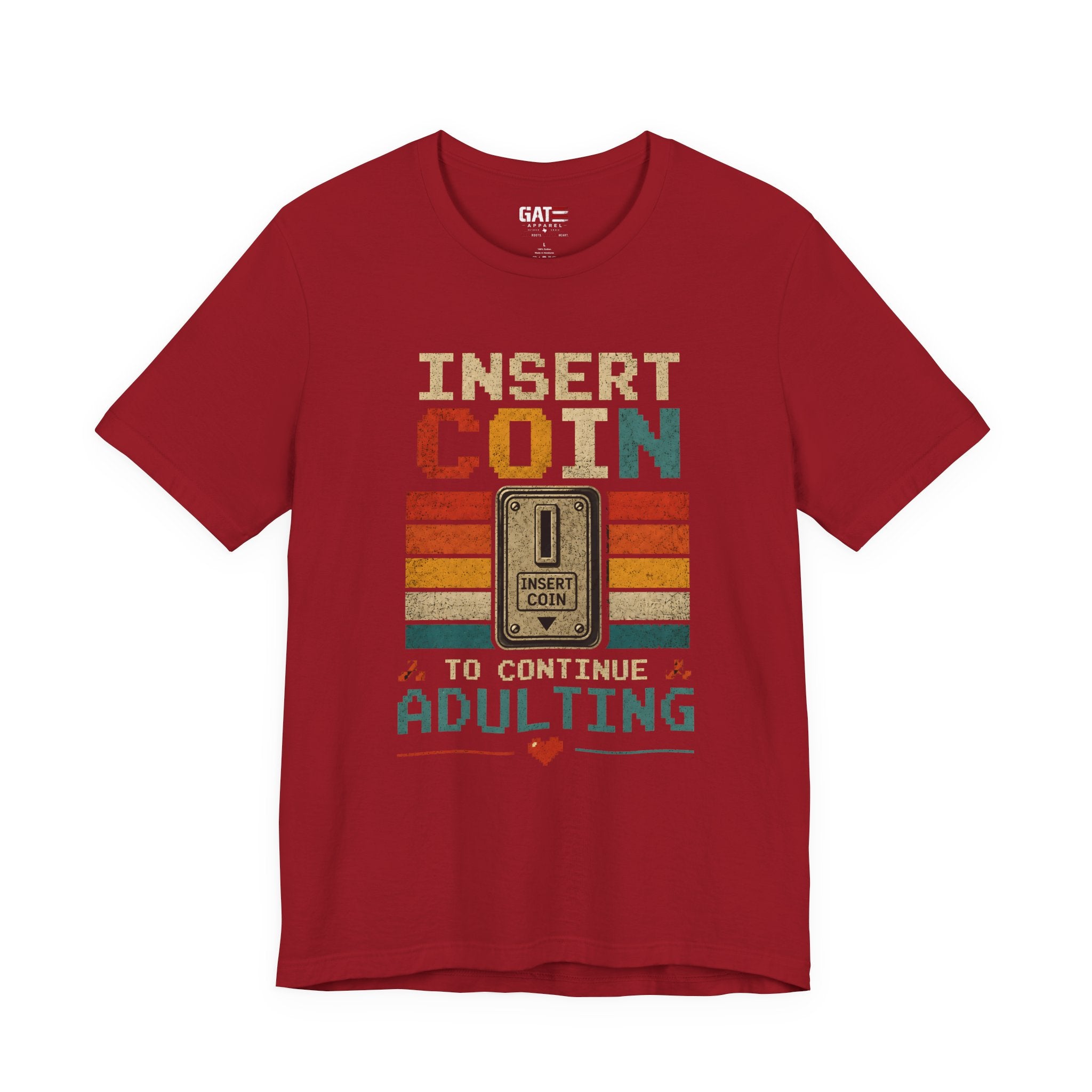 Insert Coin to Continue Adulting Shirt, Retro Gamer T-Shirt, Funny Gaming Tee, Video Game Gift for Gamers, Nerd Gift