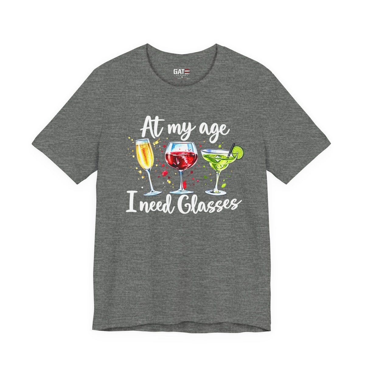 At My Age I Need Glasses humorous cocktail glasses graphic T-shirt - product image 5