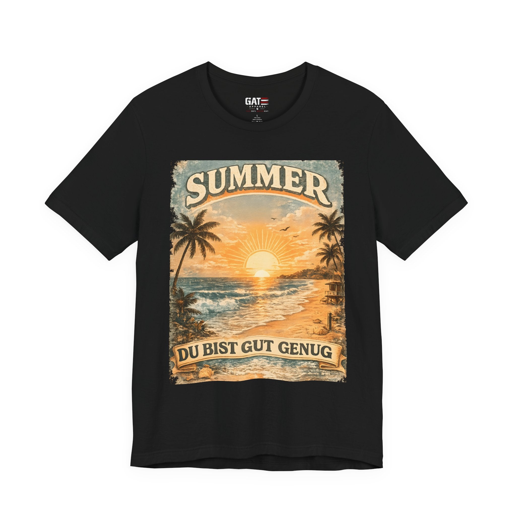 Du Bist Gut Genug Shirt, You Are Enough Tee, Summer Beach Sunset Graphic Shirt, German Quote Retro Aesthetic Tee