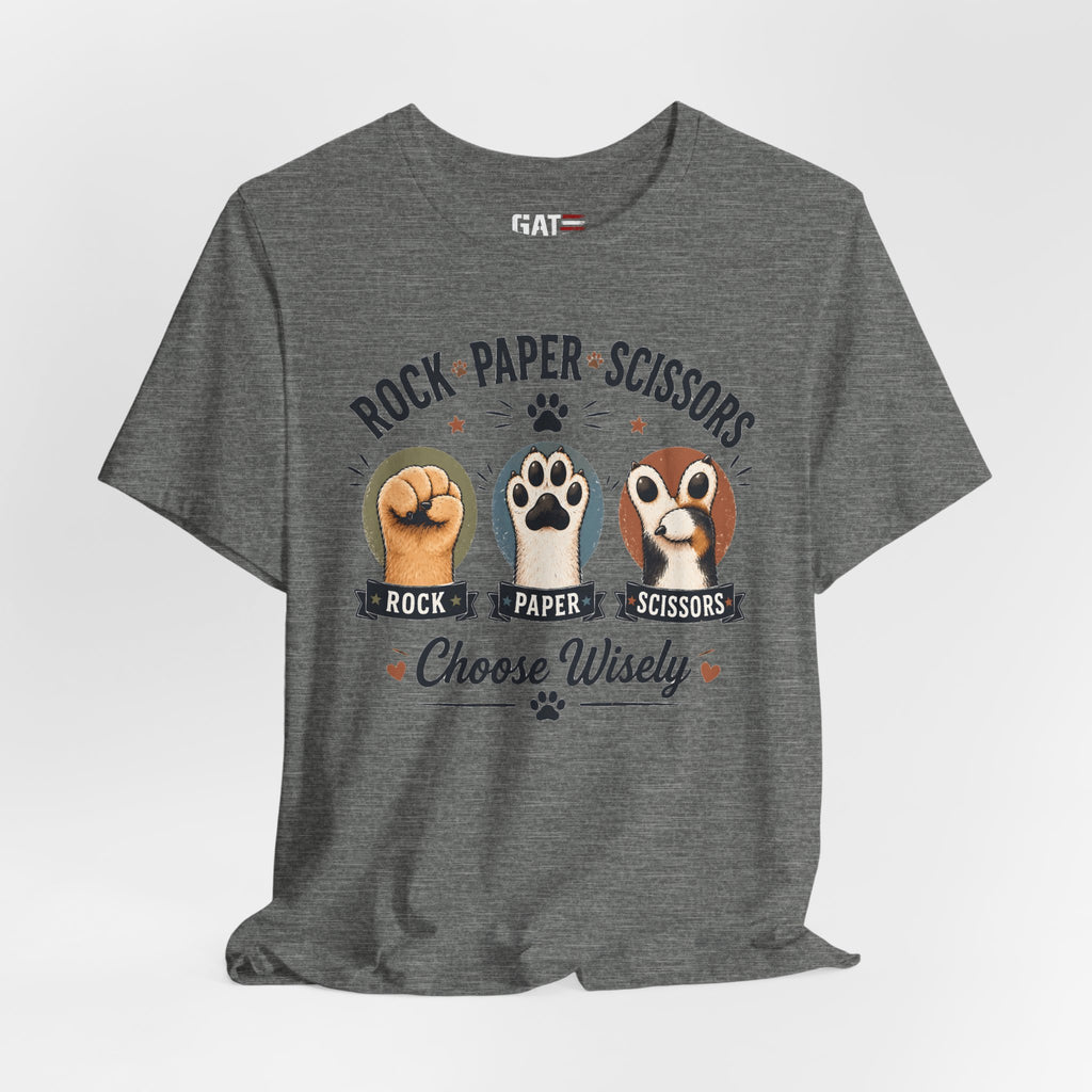 Rock Paper Scissors Cat Shirt, Funny Cat Lover Tee, Cat Paw Graphic Shirt, Cute Pet Mom Gift, Choose Wisely Cat Tee, Cat Dad Shirt