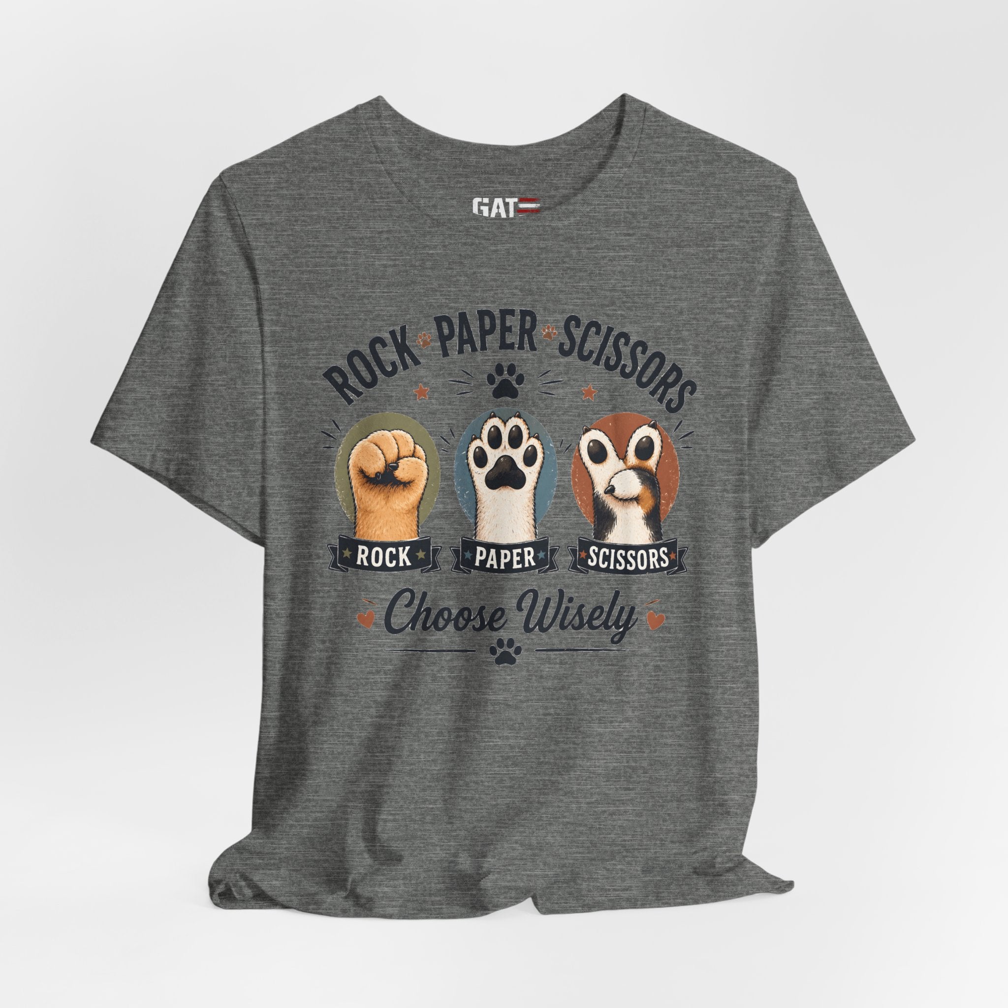 Rock Paper Scissors Cat Shirt, Funny Cat Lover Tee, Cat Paw Graphic Shirt, Cute Pet Mom Gift, Choose Wisely Cat Tee, Cat Dad Shirt