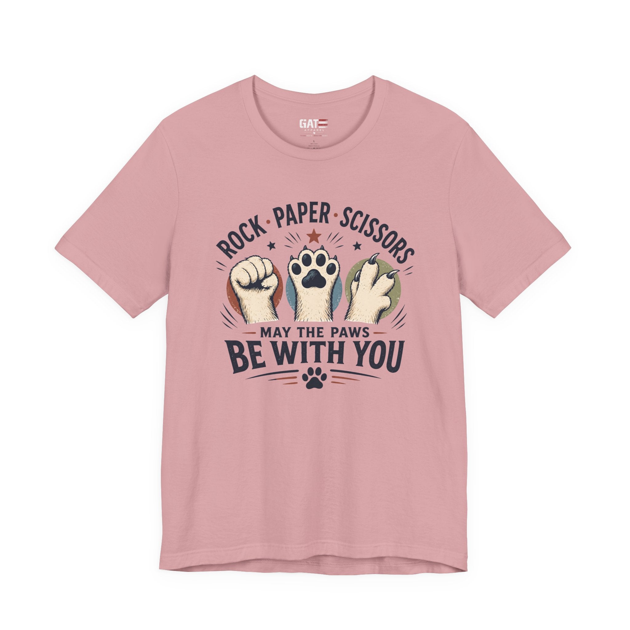 Rock Paper Scissors Cat Shirt, May The Paws Be With You Tee, Funny Cat Lover Gift, Cute Pet Paw Graphic Tee, Cat Mom Dad Shirt