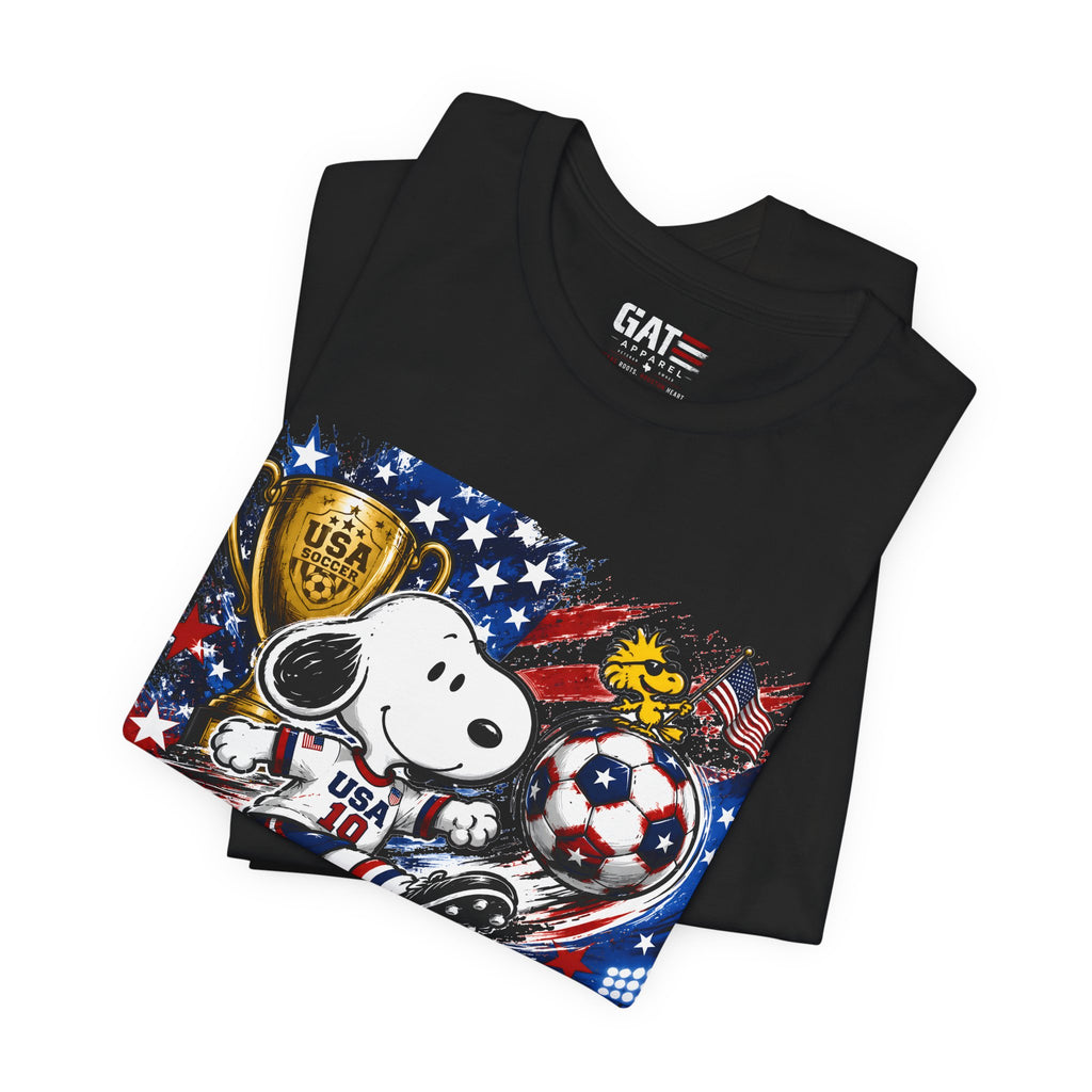 Snoopy USA Soccer Tee | Patriotic Soccer Graphic T-Shirt