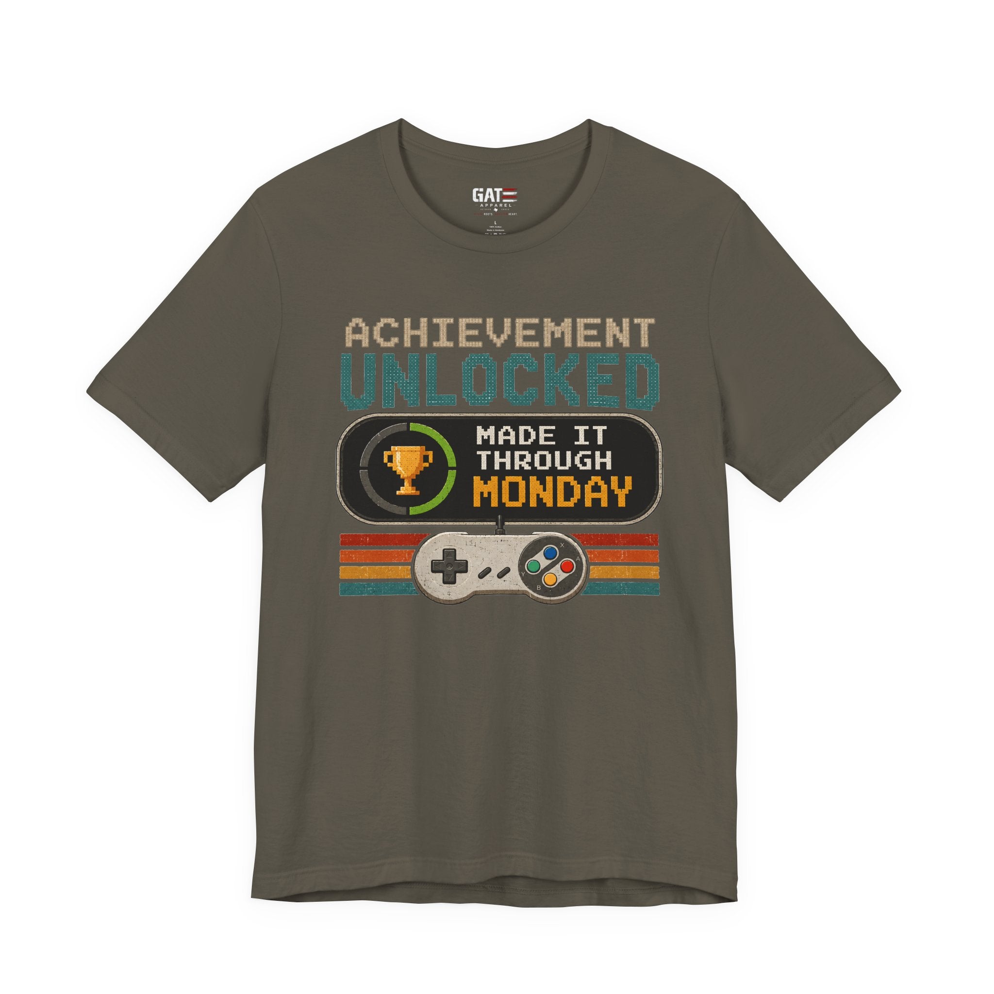 Retro Gaming Shirt, Funny Work Shirt, Made It Through Monday Tee, Gamer Gift for Men Women, Office Humor Shirt