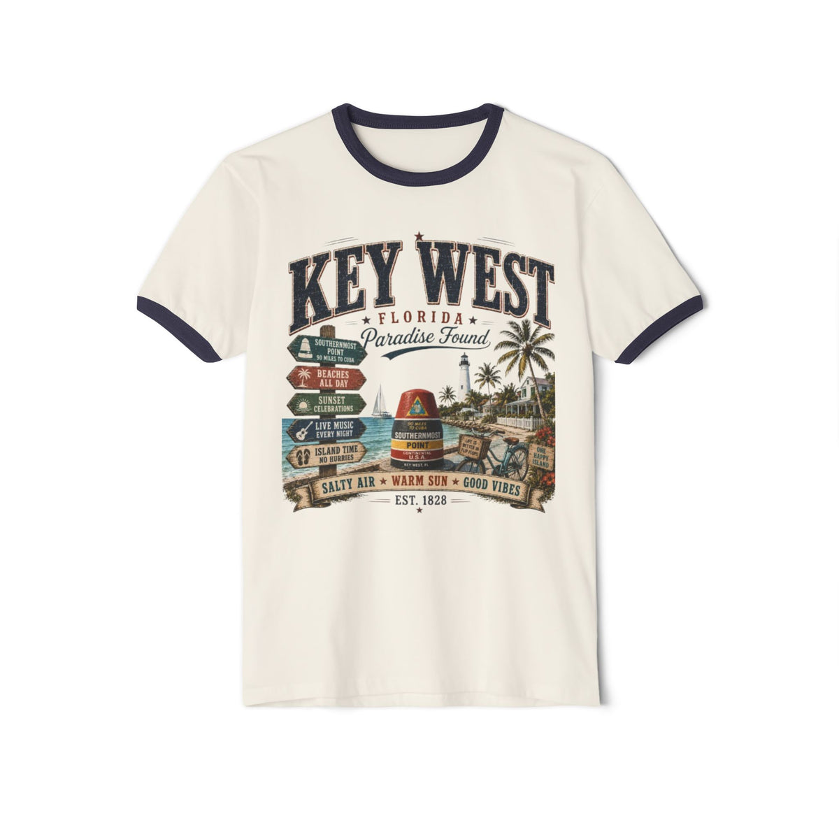 Key West Paradise Ringer Shirt | Vintage Florida Tee