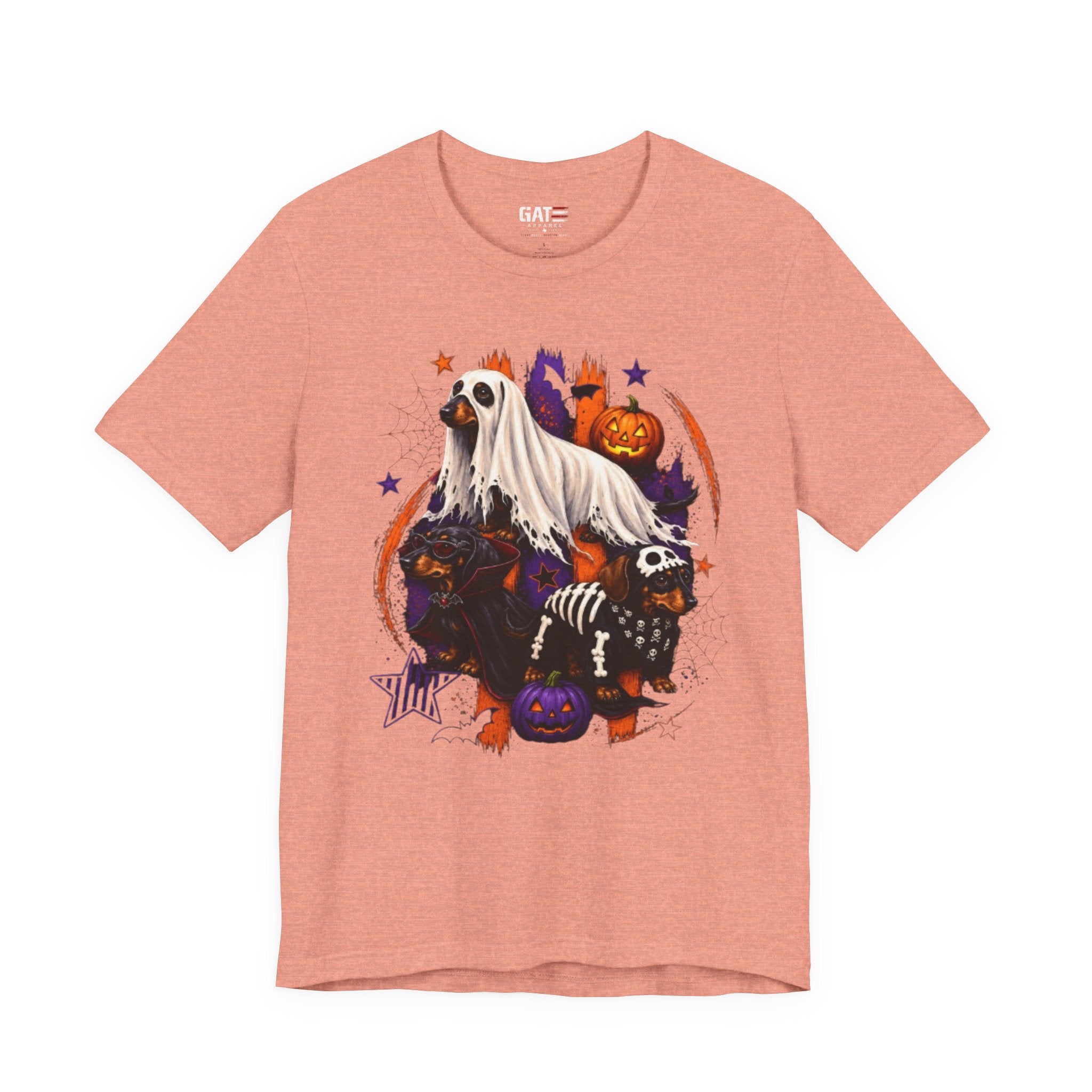Halloween Dog Costume Tee — Ghost Dog & Pumpkin Crew Short Sleeve Shirt