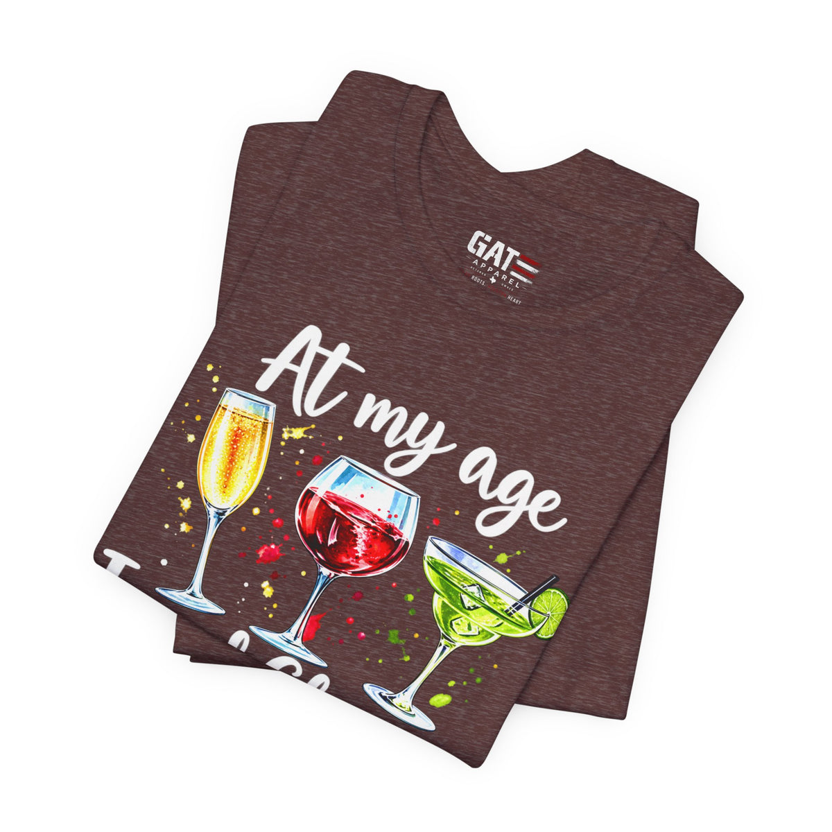 At My Age I Need Glasses humorous cocktail glasses graphic T-shirt - product image 50