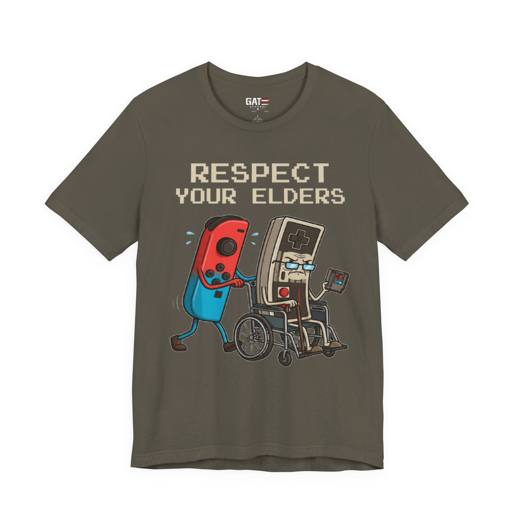 Respect Your Elders Tee — Retro Game Controller Graphic T-Shirt