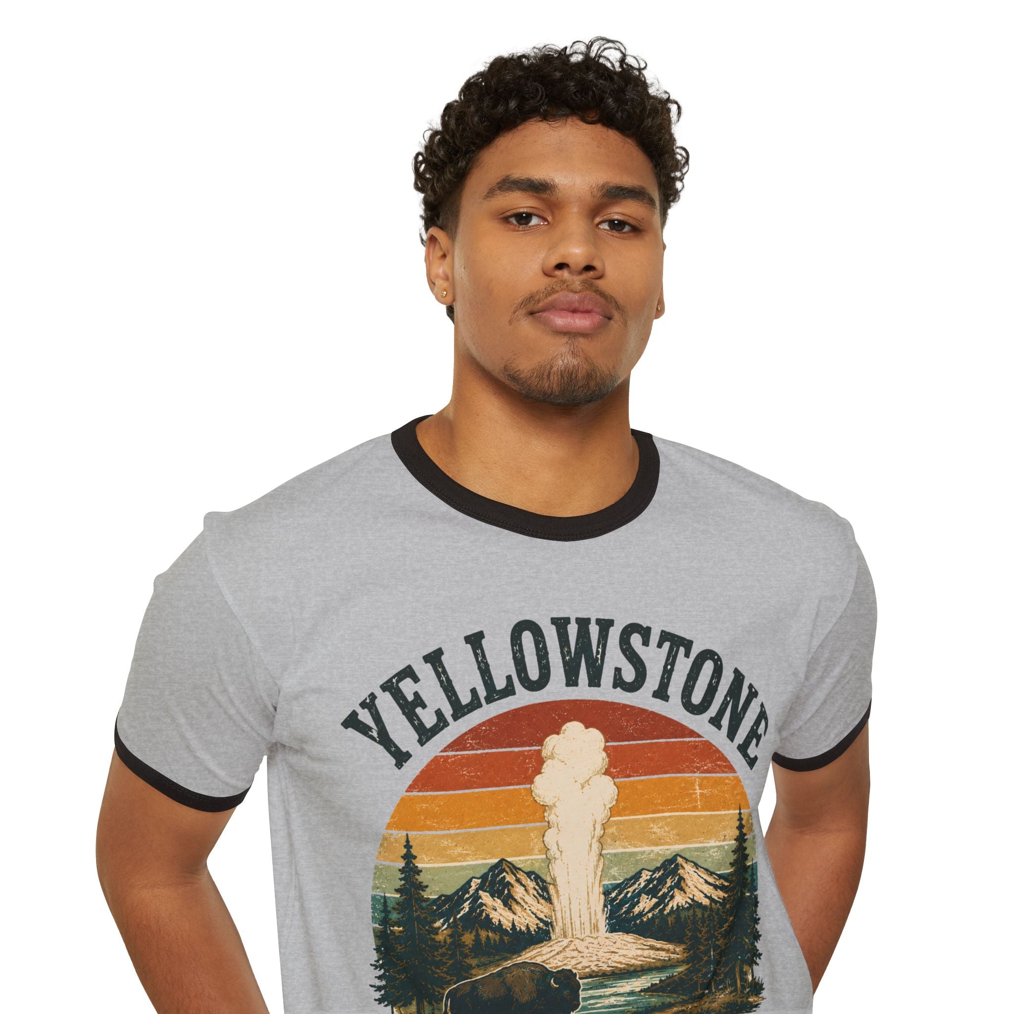 Yellowstone National Park Ringer T-Shirt — Retro Geyser Graphic