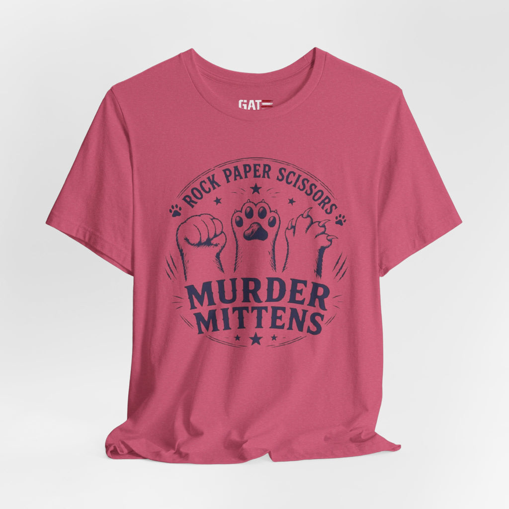 Rock Paper Scissors Murder Mittens Shirt, Funny Cat Lover Tee, Cat Paw Graphic T-Shirt, Cute Cat Mom Gift, Murder Mittens