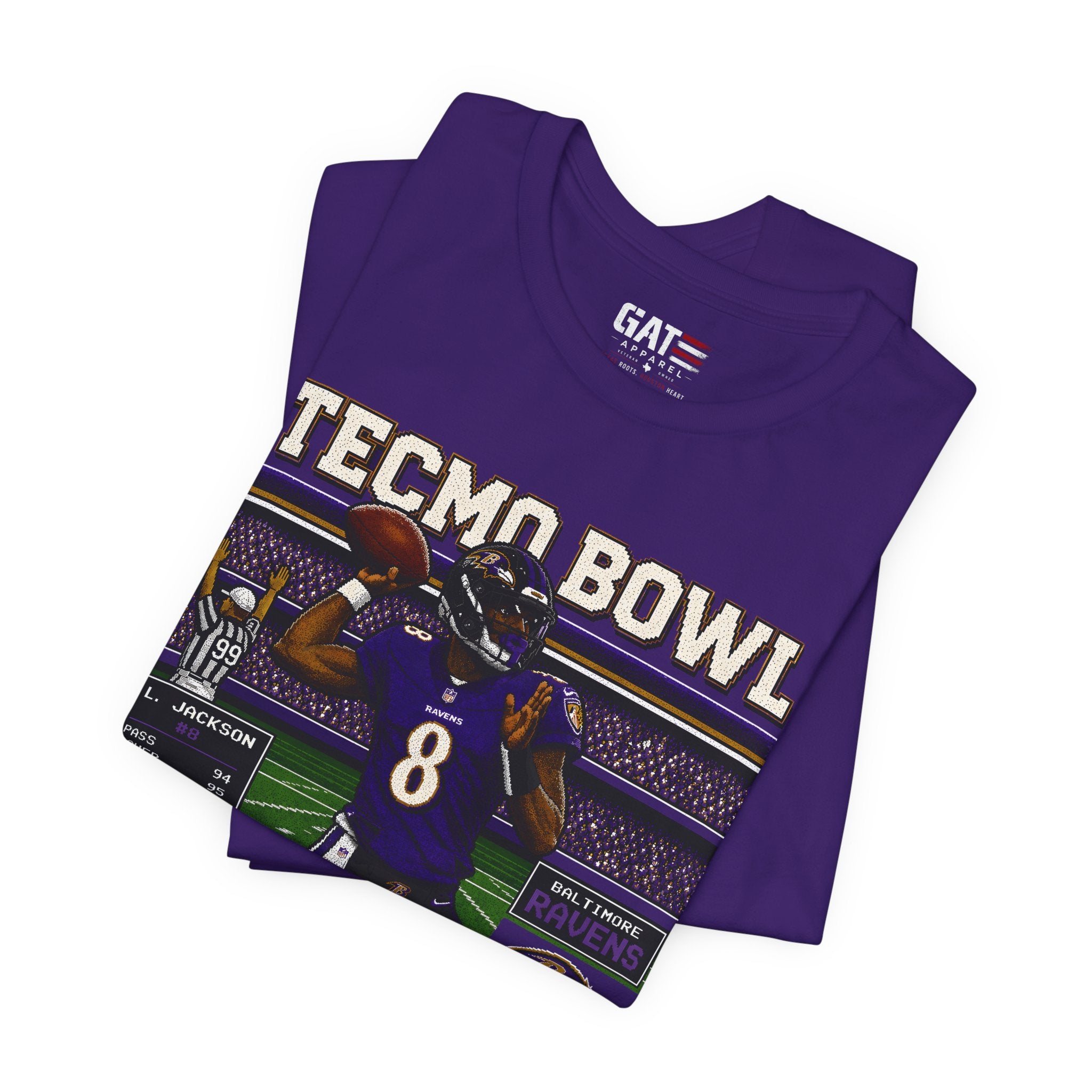 Lamar Jackson Tecmo Bowl Shirt Retro 8 Bit Football Tee Vintage Video Game Inspired Graphic T Shirt Gift for Fans