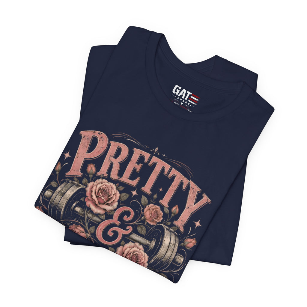 Pretty and Powerful Shirt, Women's Gym Shirt, Weightlifting Tee, Cute Fitness Shirt, Workout Gift for Strong Women
