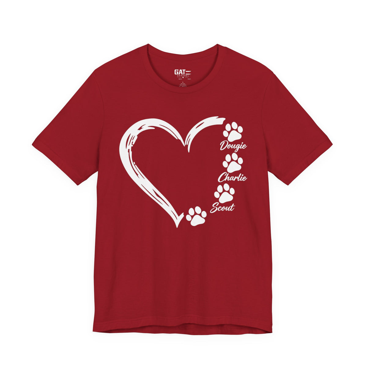 Personalized Pet Paw Heart Shirt | Custom Dog Names Tee