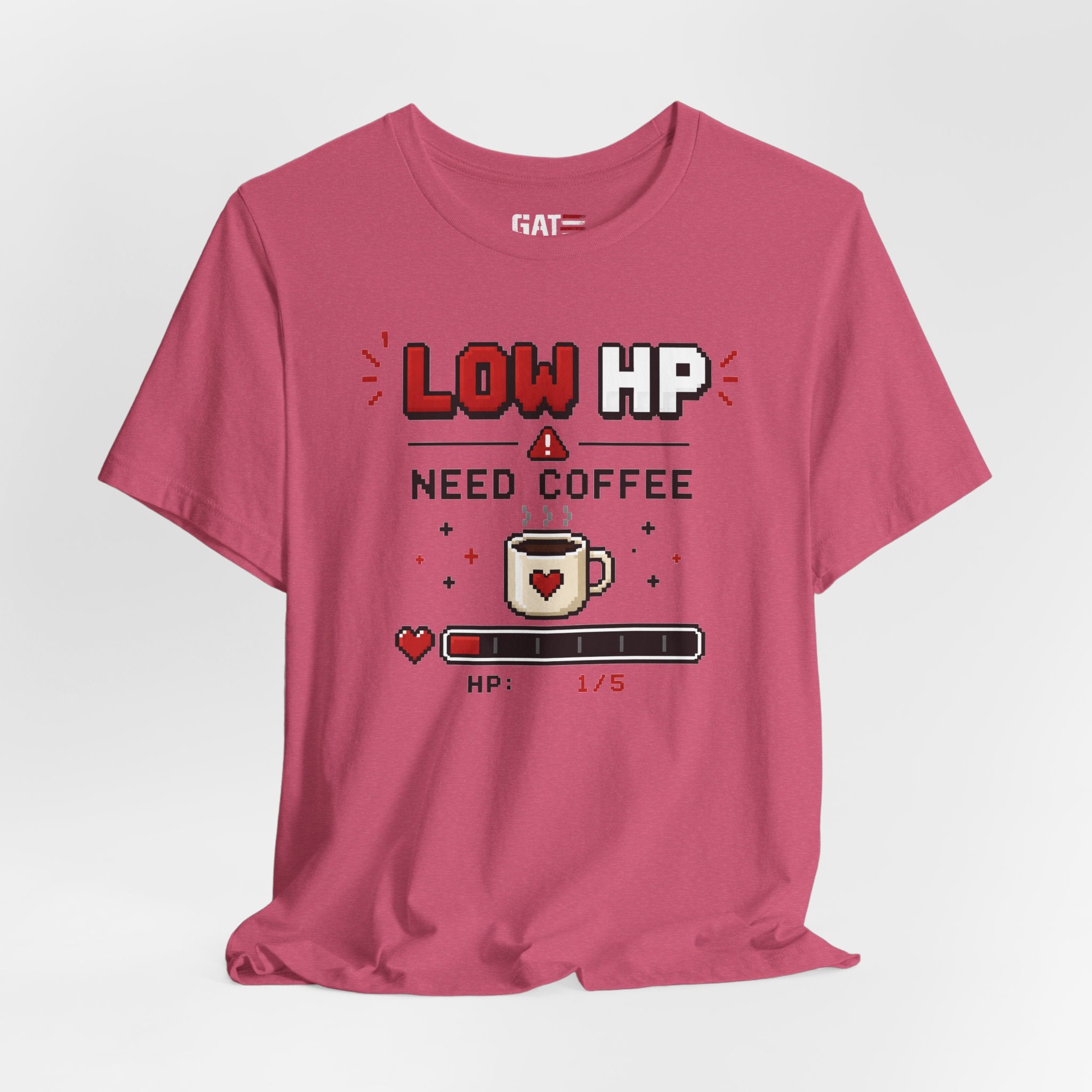 Funny Coffee Lover Shirt, Gamer Coffee Tee, Retro Pixel Art Shirt, Caffeine Addict Gift, Gaming T-Shirt