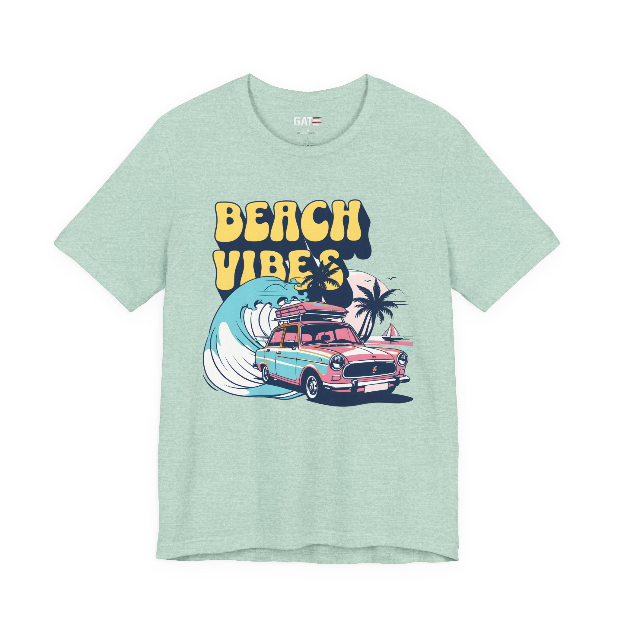 Beach Vibes Shirt, Retro Beach Tee, Vintage Summer Shirt, Coastal Vacation T Shirt, Surf Car Graphic Tee, Groovy Beach Lover Gift