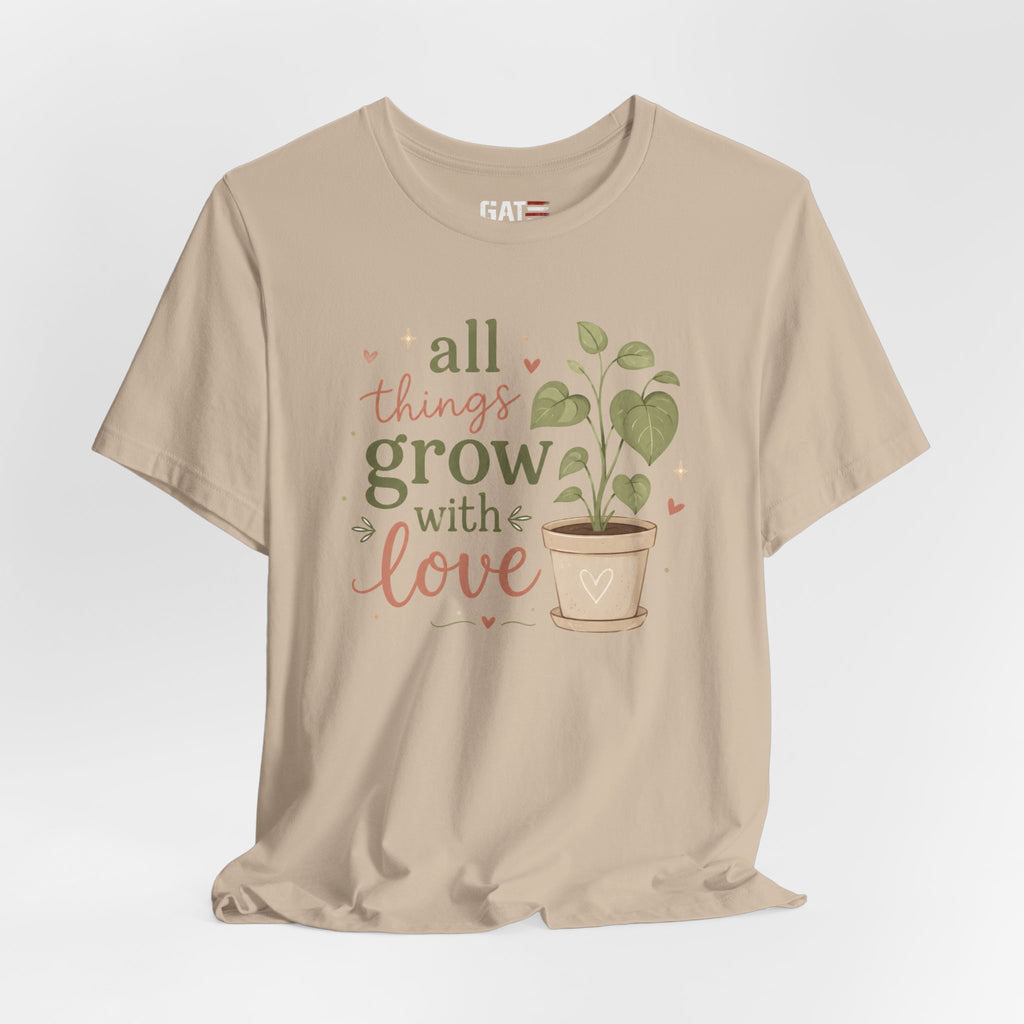 Plant Lover Shirt, All Things Grow With Love Shirt, Gardening Shirt, Botanical Tee, Plant Mom Gift, Flower Lover