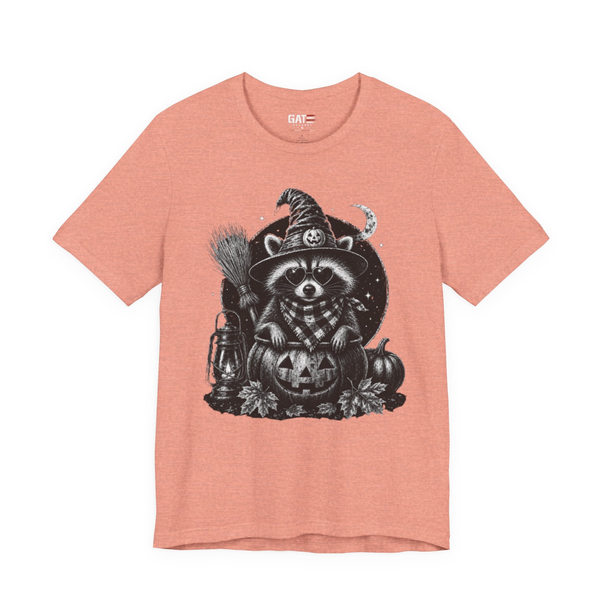 Halloween Raccoon Witch T‑Shirt — Cute Spooky Pumpkin Tee