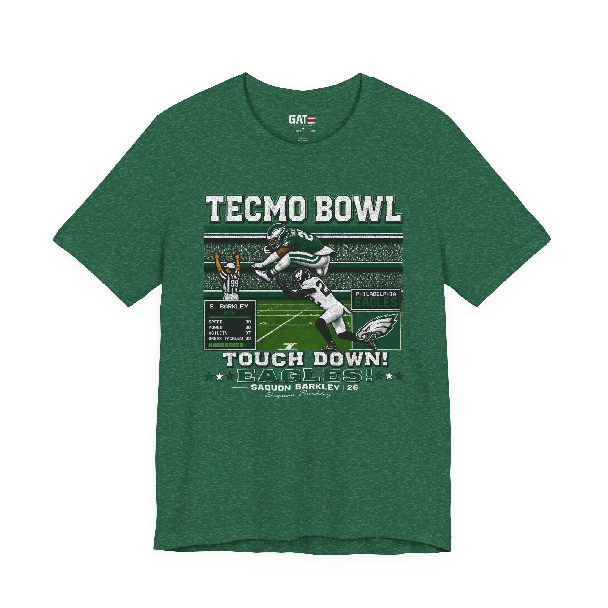 Saquon Barkley Tecmo Bowl Shirt Retro Eagles Football Tee Vintage Video Game Graphic T Shirt Gift for Football Fans
