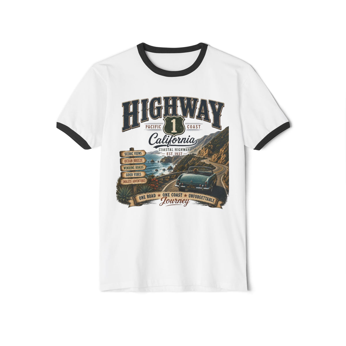 Highway 1 California Ringer Shirt | Coastal Road Trip Tee