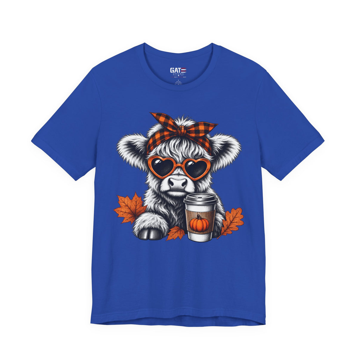 Cow autumn graphic T-shirt color mockup