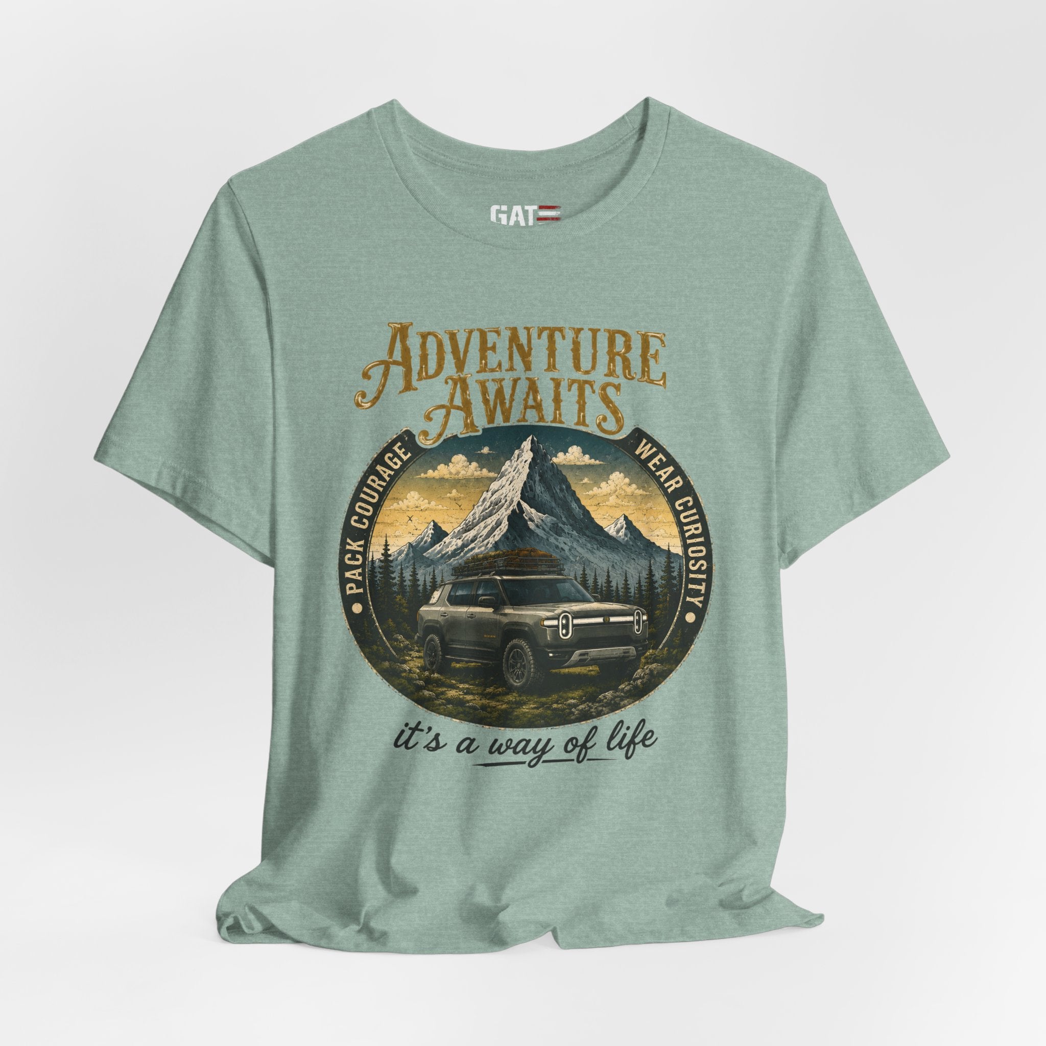 Adventure Awaits Shirt, Rivian Camping, Mountain Adventure Tee, Overlanding Shirt, Off Road SUV Graphic Tee, Outdoor, Nature Lover Shirt