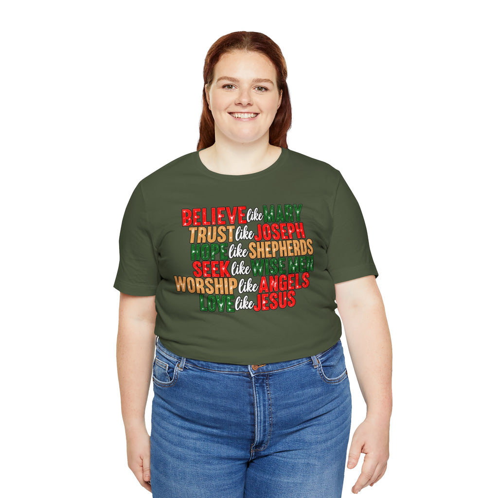 Believe Like Mary Christian Christmas T-Shirt - product image 18