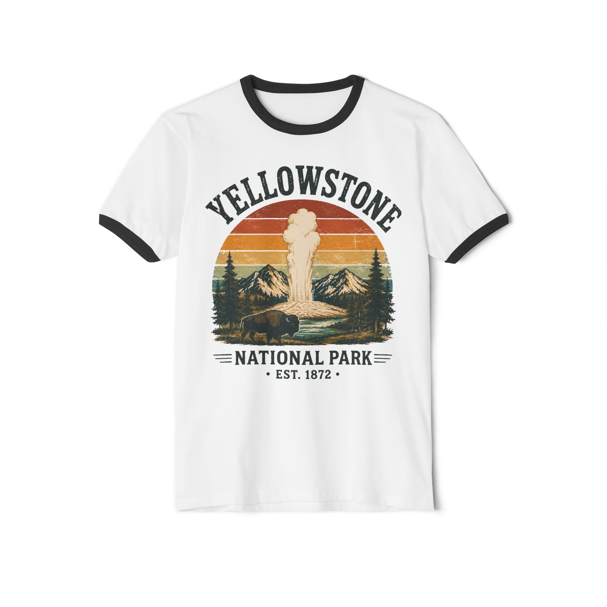 Yellowstone National Park Ringer T-Shirt — Retro Geyser Graphic