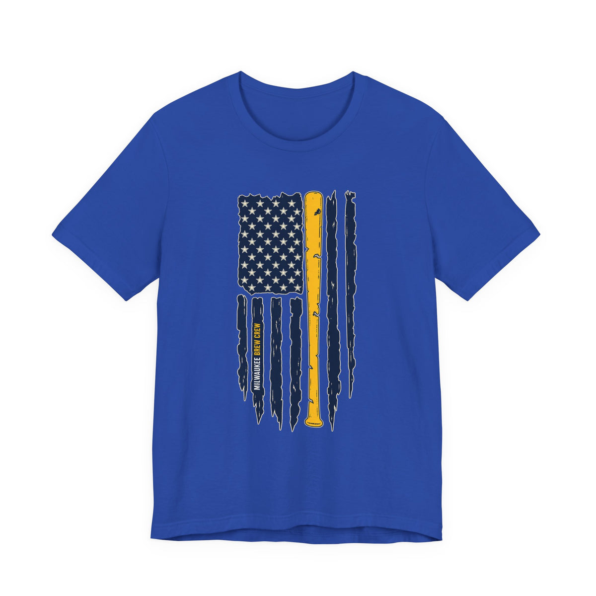 Milwaukee Brewers Brew Crew distressed baseball bat flag T-shirt - alternate product photo 2