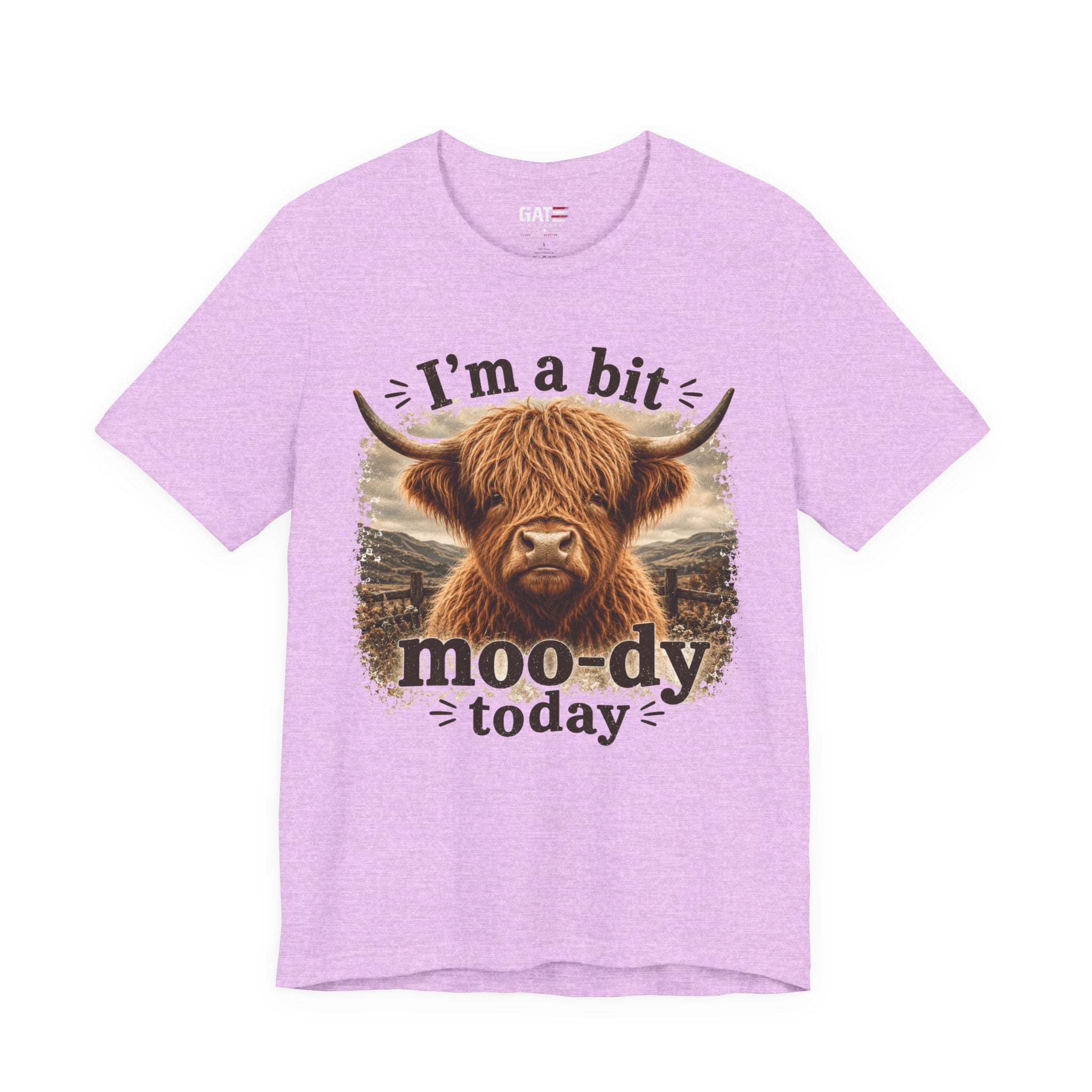I’m a Bit Moo-dy Today Tee — Funny Highland Cow Graphic T-Shirt