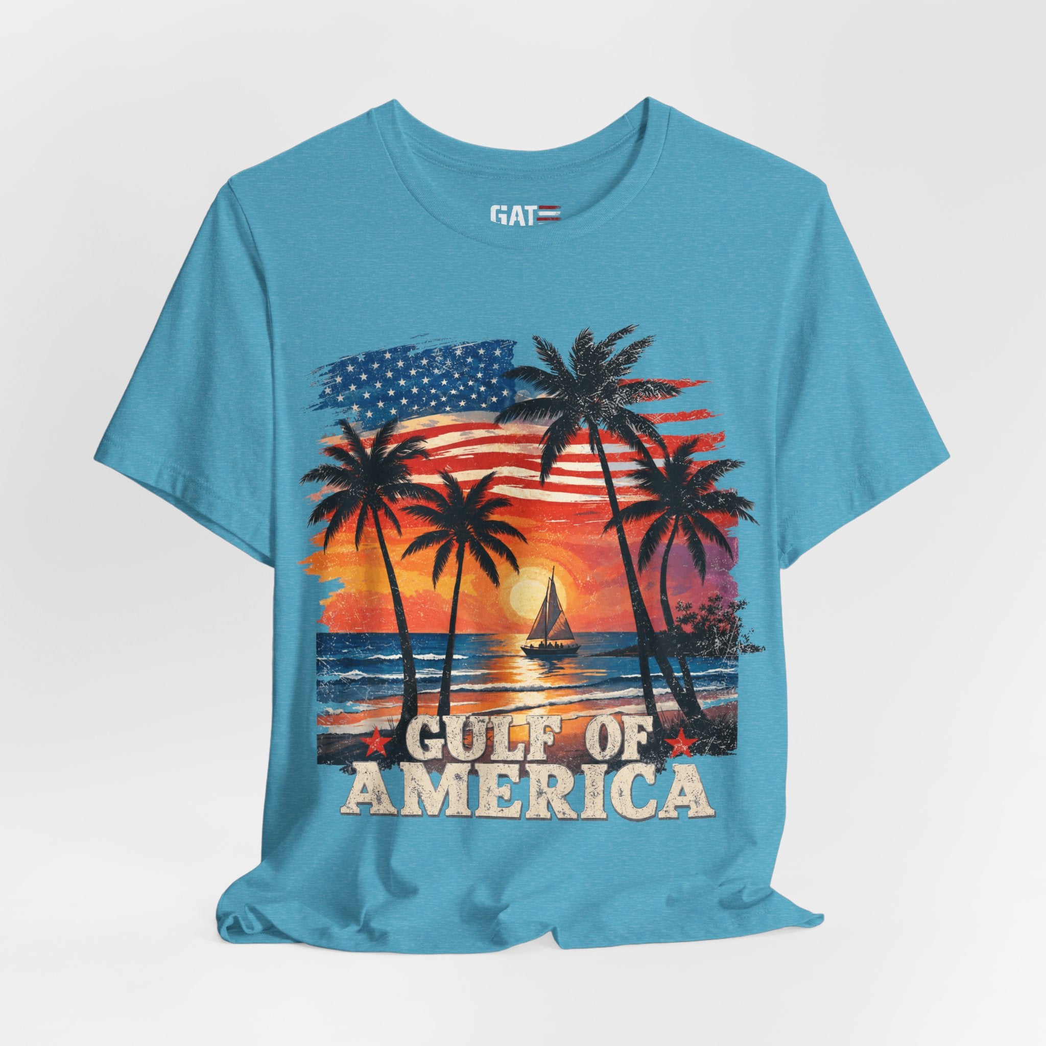 Gulf of America Sunset T-Shirt — Patriotic Palm Beach Tee