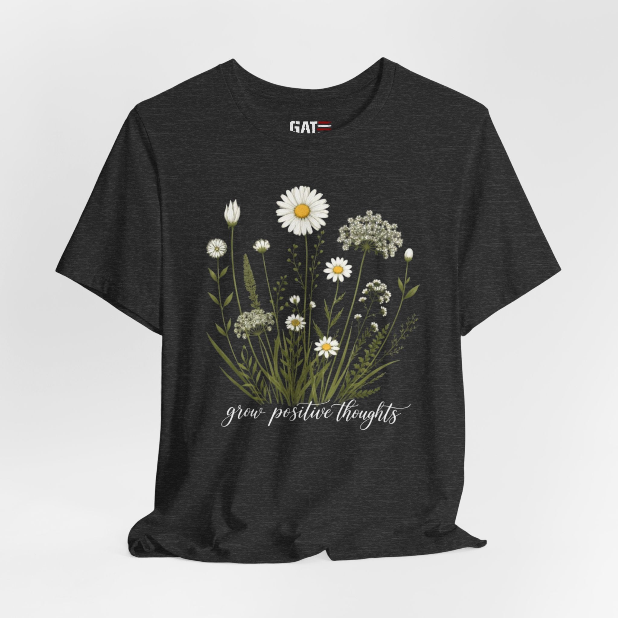 Floral 'Grow Positive Thoughts' T‑Shirt