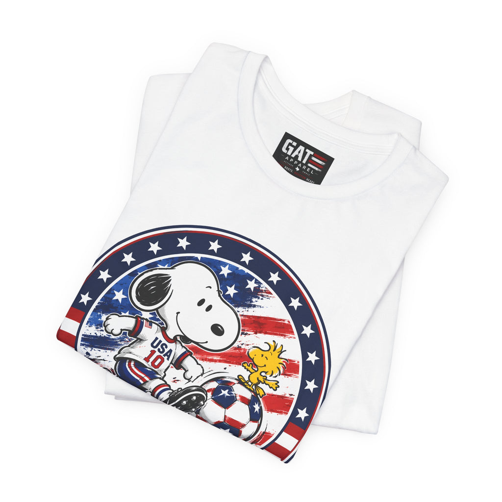 USA Soccer Snoopy Shirt  Patriotic USA Soccer Tee American Flag Design, World Cup, Soccer Fan