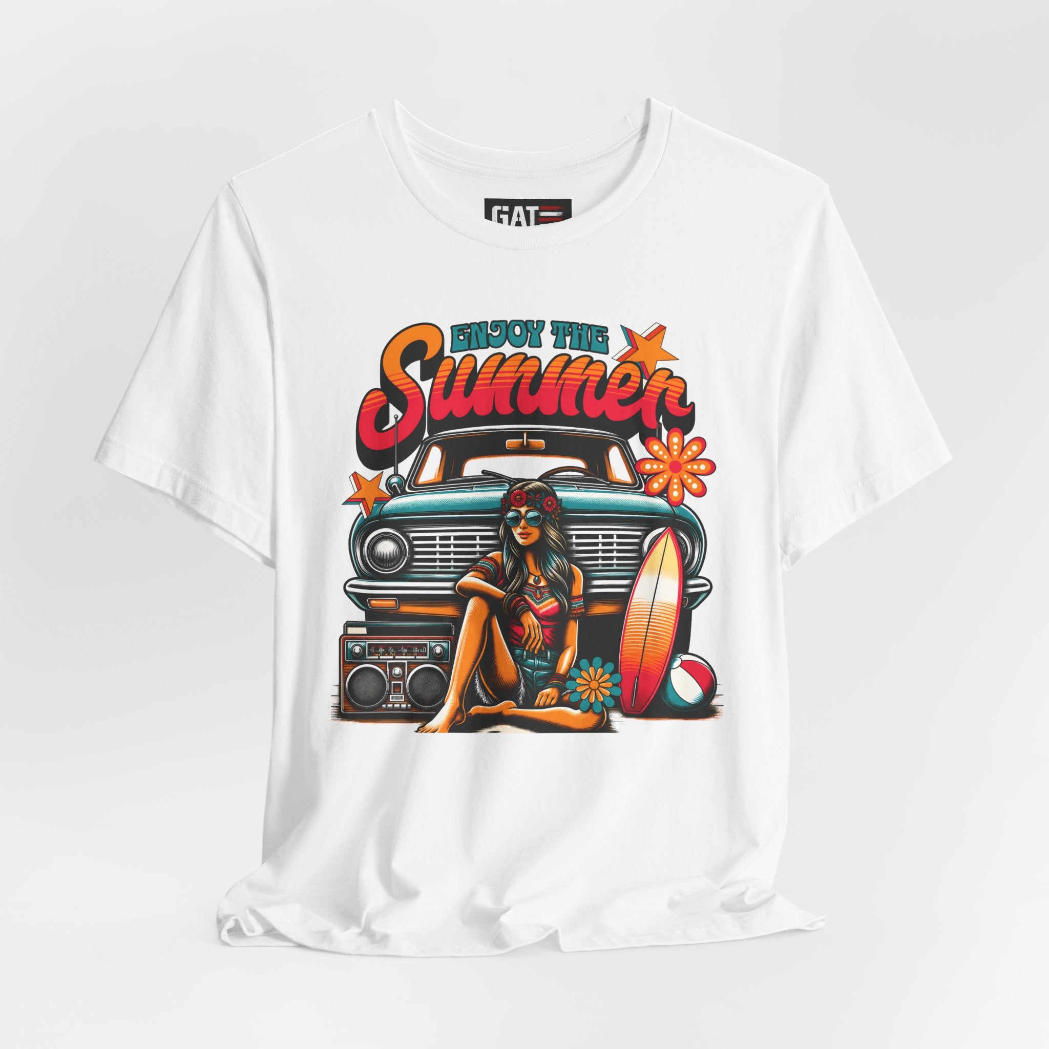 Enjoy The Summer Shirt, Retro Beach Tee, Vintage Surf Shirt, Hippie Summer T Shirt, Boho Vacation Shirt, Groovy Summer Graphic Tee