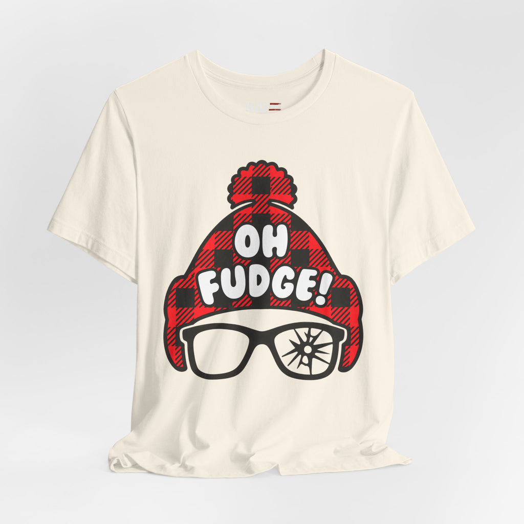 Oh Fudge! Plaid Beanie Graphic Tee — Funny Holiday Winter Shirt